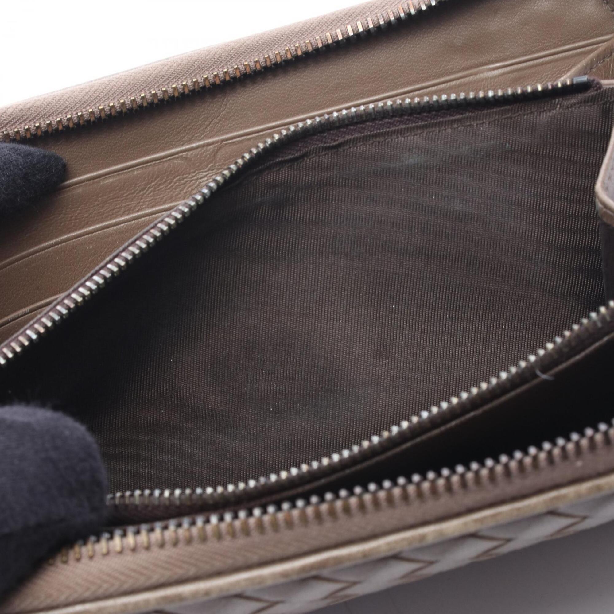 Bottega Veneta Gray Leather Long Wallet (Bi-Fold) (Pre-Owned)