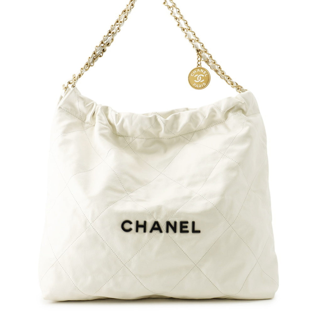 Chanel Matelasse White Leather Handbag (Pre-Owned)