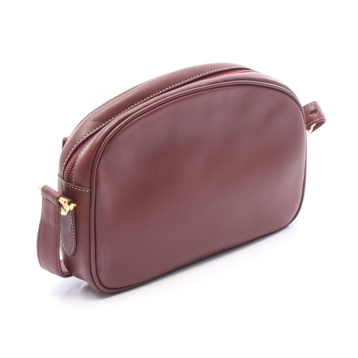 Cartier Bordeaux Leather Handbag Shoulder Bag (Pre-Owned)