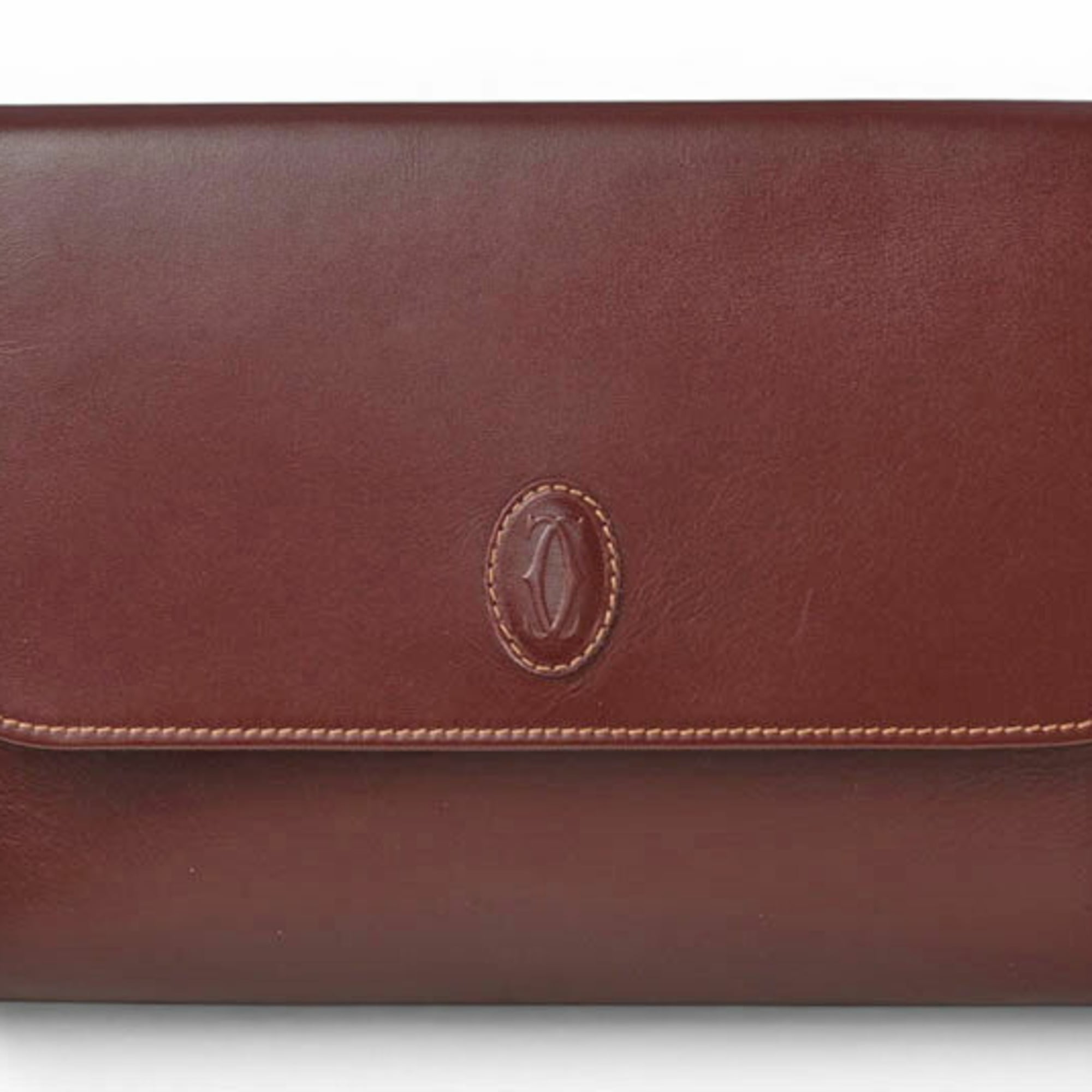 Cartier Must Bordeaux Leather Clutch Bag (Pre-Owned)