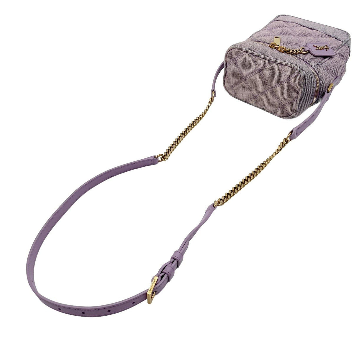 Yves Saint Laurent Purple Denim Shoulder Bag Vanity Bag (Pre-Owned)