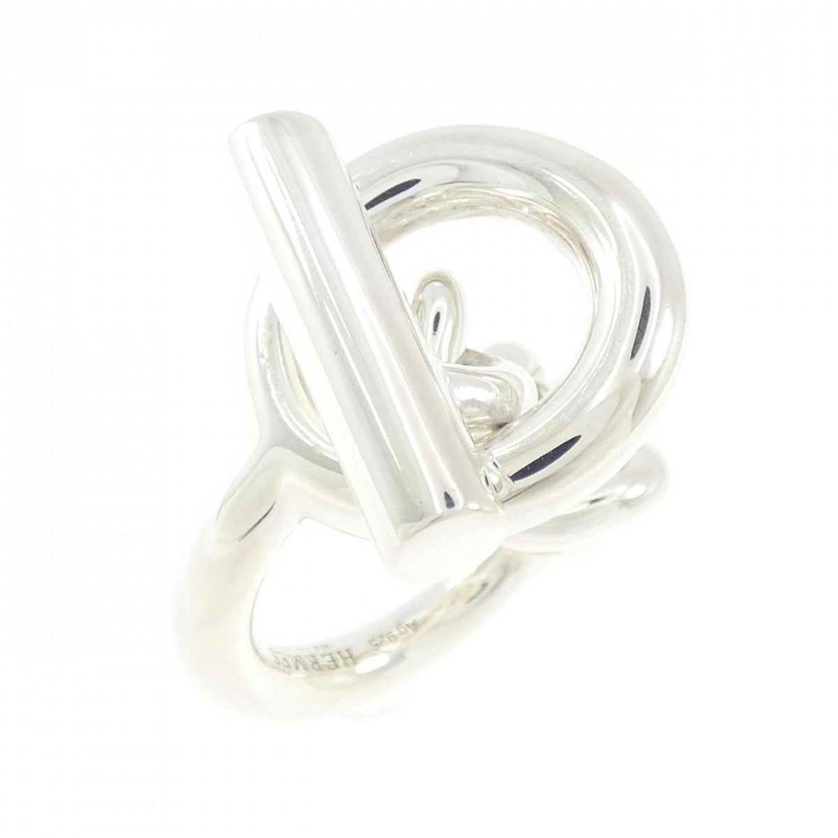 Hermes Silver Silver 925 Band Ring (Pre-Owned)