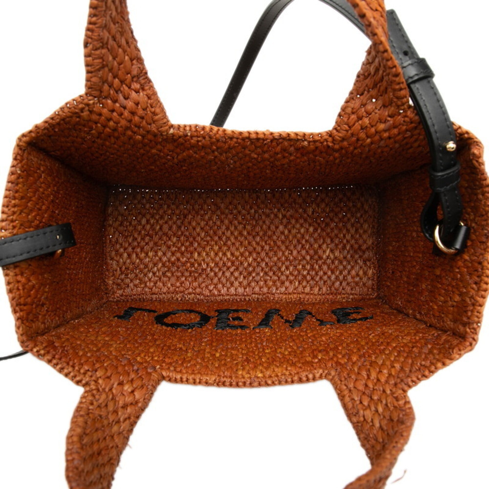 Loewe Brown Raffia Leather Handbag Shoulder Bag (Pre-Owned)