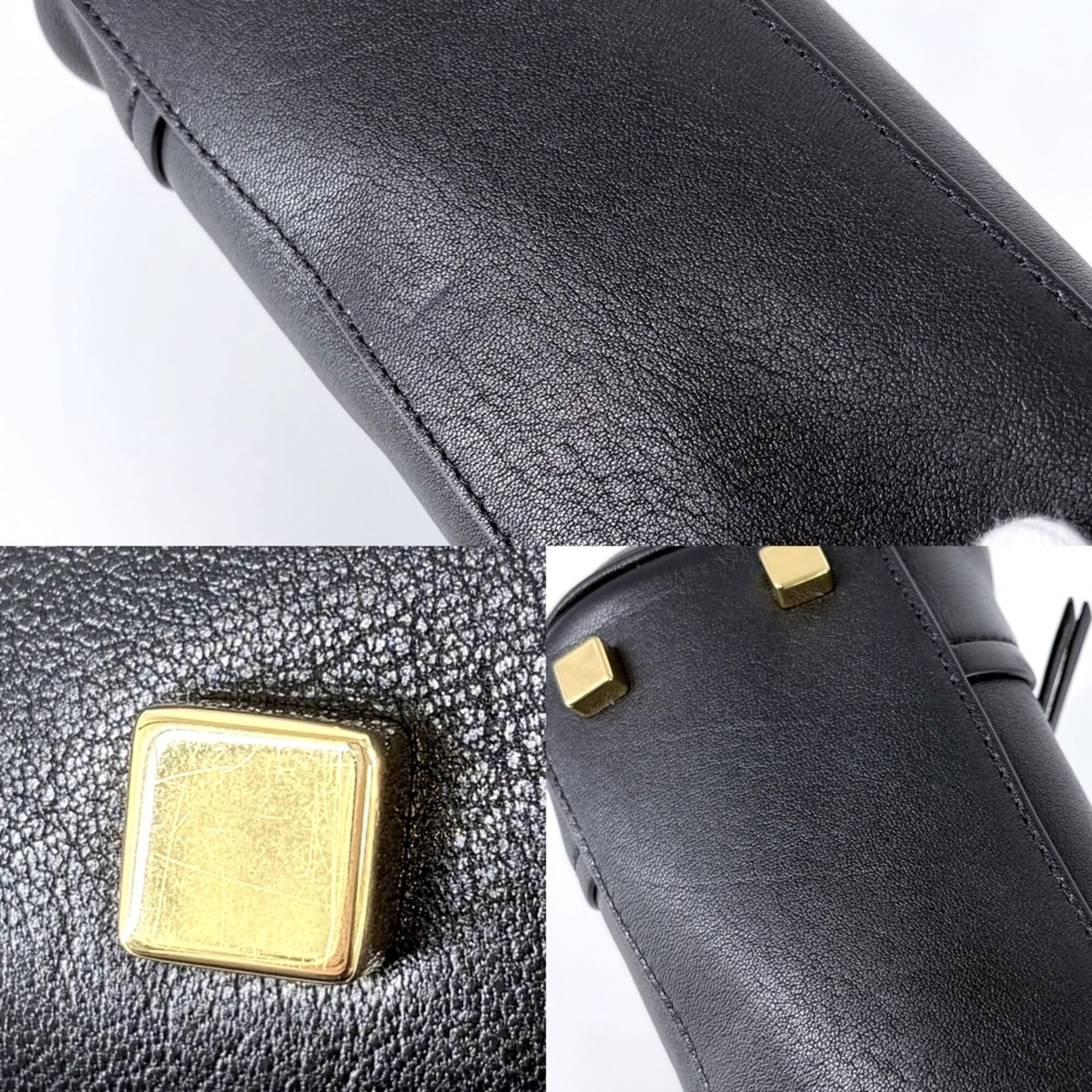 Celine Black White Leather Handbag Shoulder Bag (Pre-Owned)