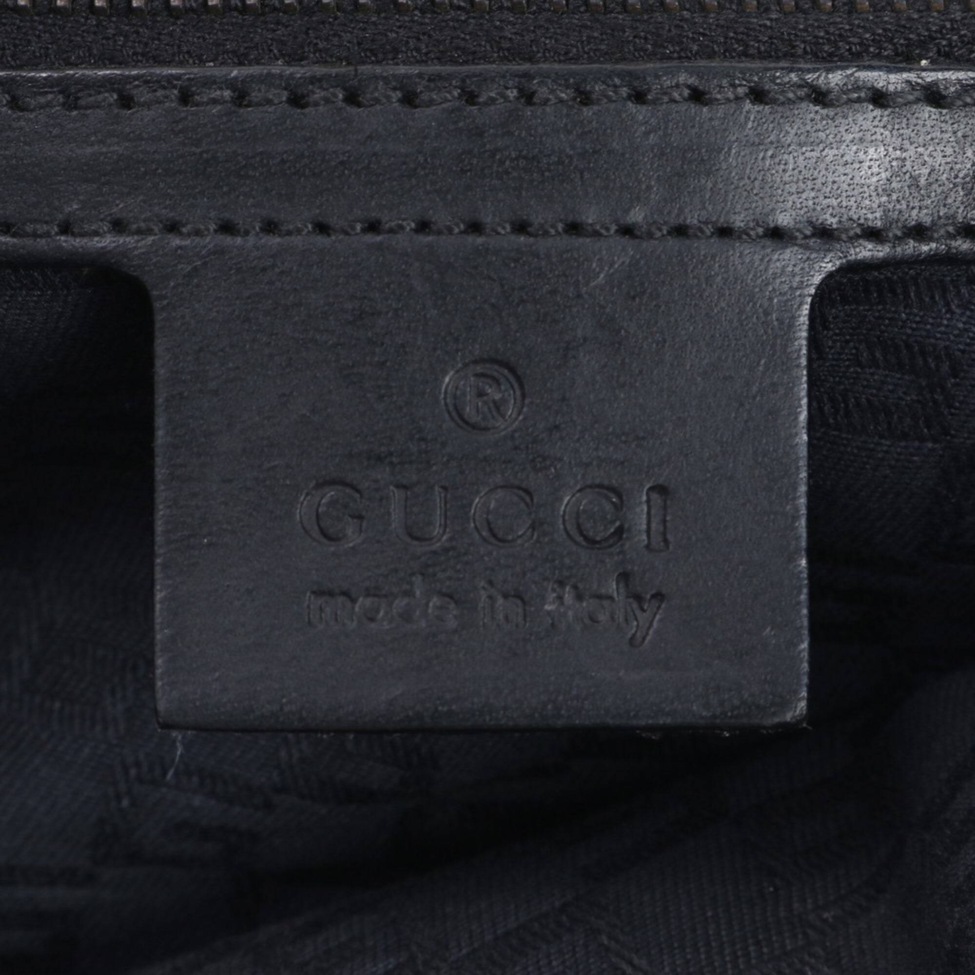 Gucci Black Gray Leather Canvas Shoulder Bag (Pre-Owned)