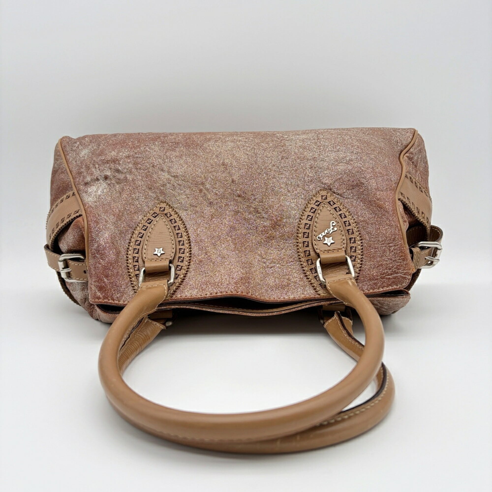 Fendi Etnico Bronze Brown Metallic Leather Handbag Tote Bag (Pre-Owned)