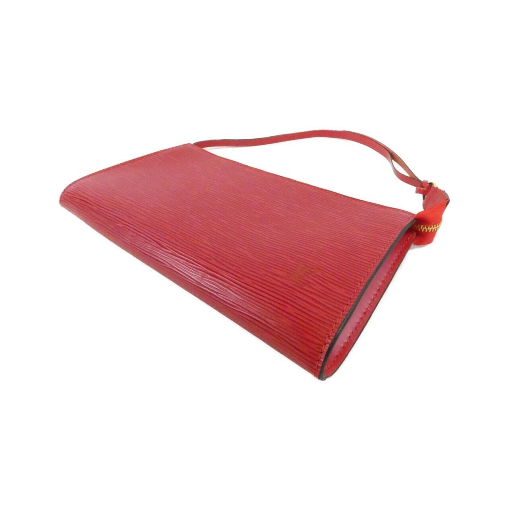 Louis Vuitton Red Color Leather Pochette Pouch (Pre-Owned)