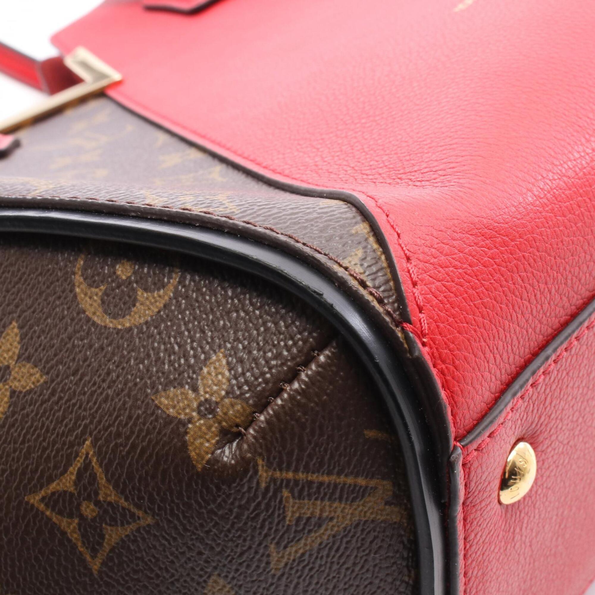 Louis Vuitton Brown Cerise Red Color Coated Canvas Pvc Monogram Leather Handbag Tote Bag (Pre-Owned)