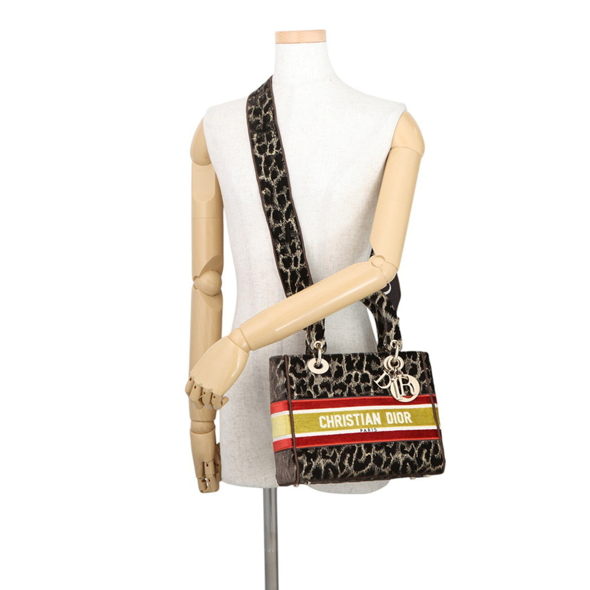 Christian Dior Brown Champagne Gold Multi-Color Velvet Handbag (Pre-Owned)