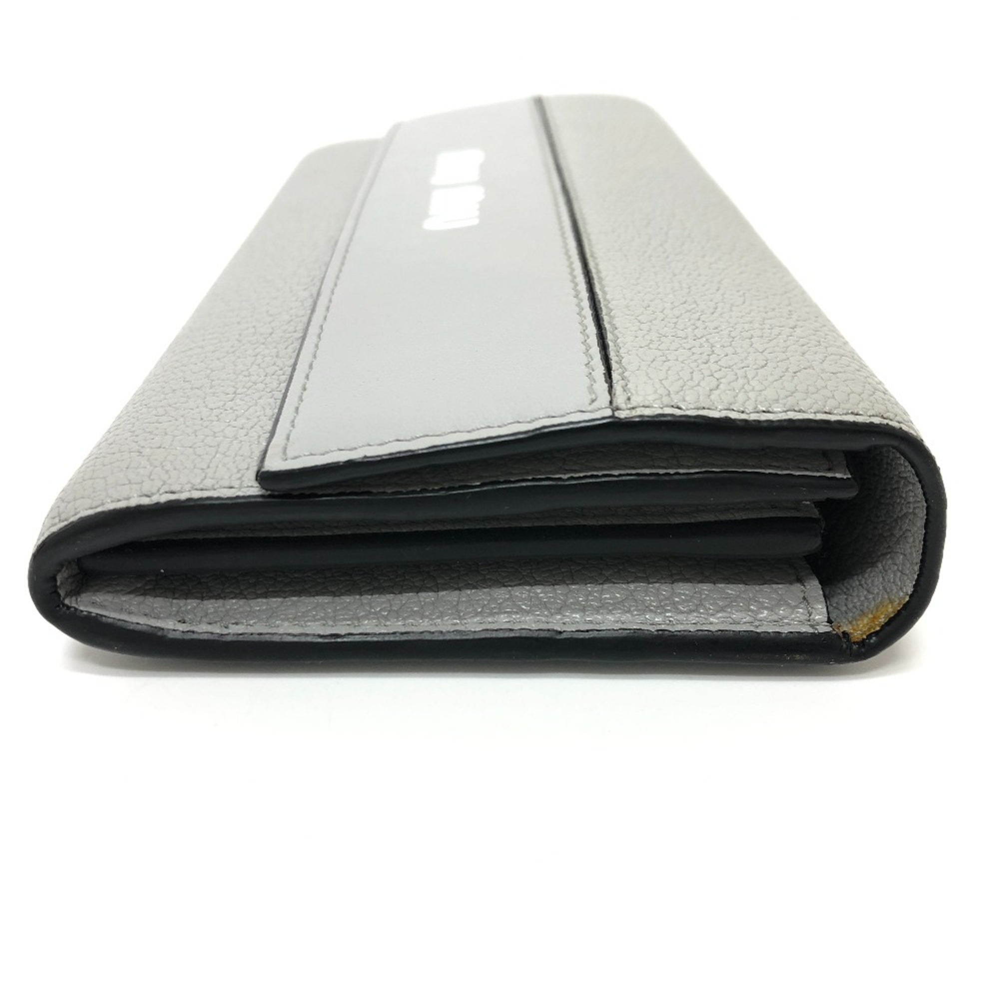 Miu Miu Gray Leather Long Wallet (Bi-Fold) (Pre-Owned)