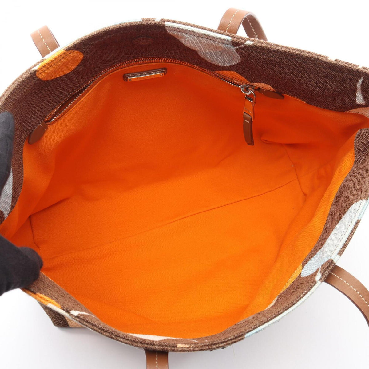 Miu Miu Brown Multi-Color Canvas Leather Handbag Tote Bag (Pre-Owned)
