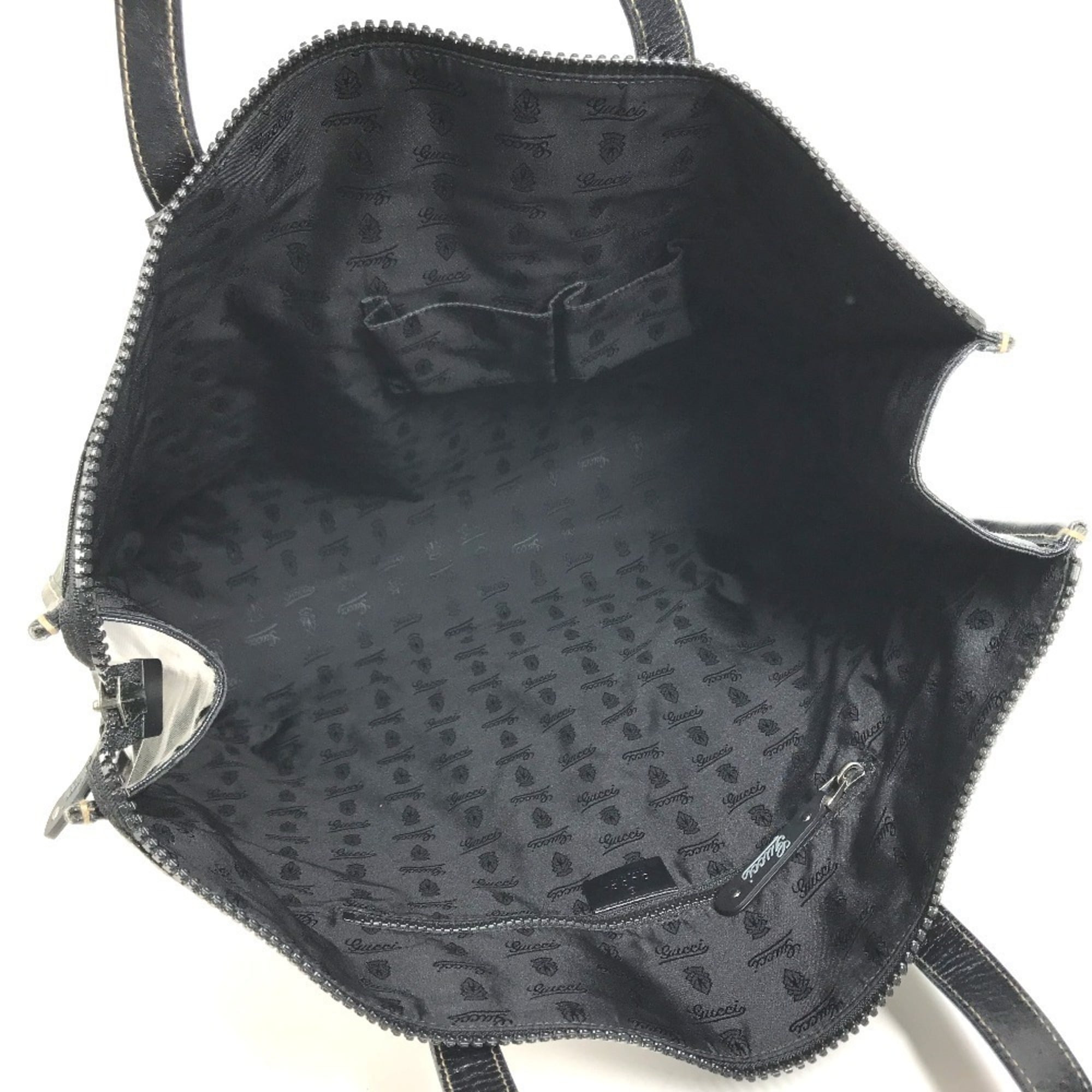 Gucci Hysteria Black Leather Coated Canvas Shoulder Bag Tote Bag (Pre-Owned)