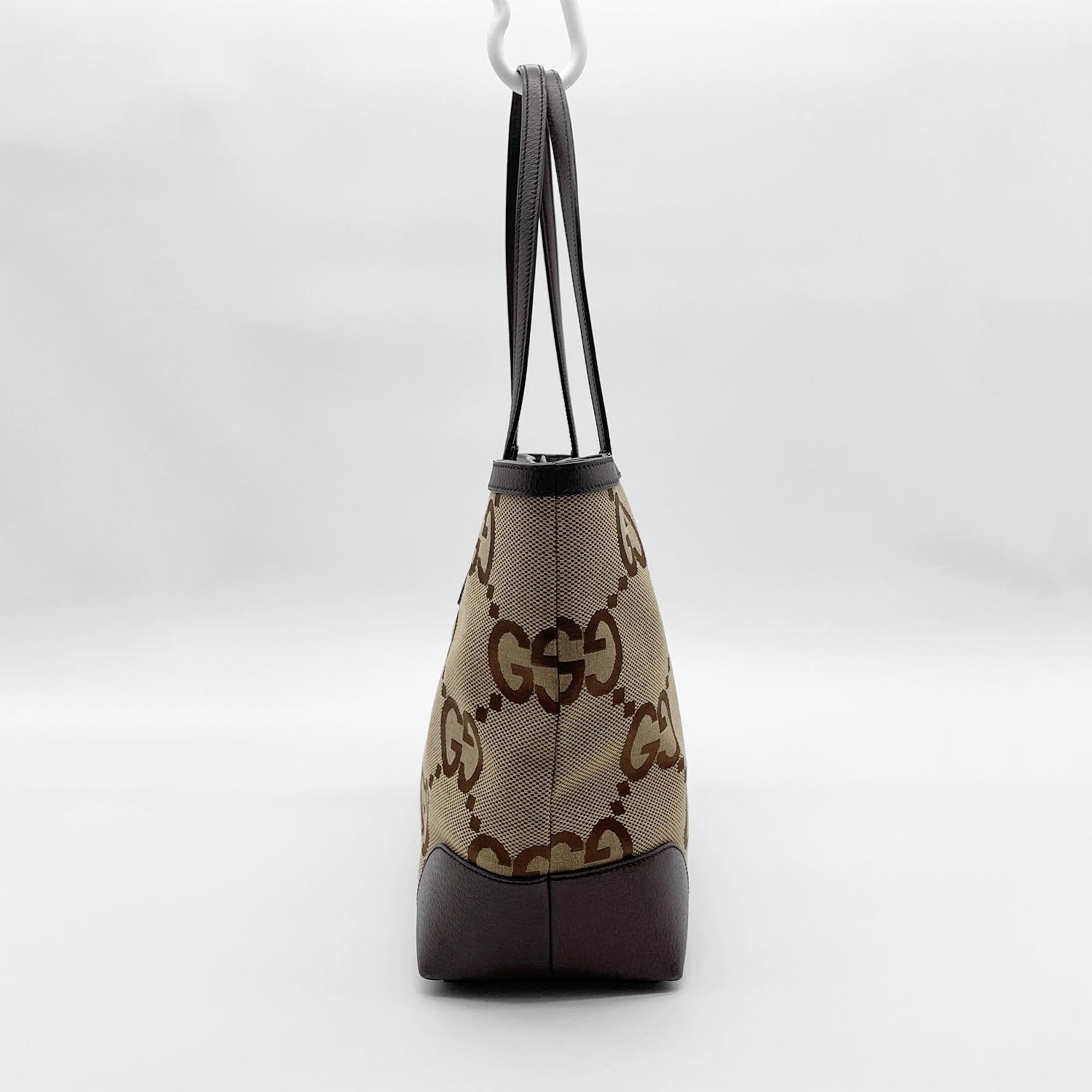 Gucci Brown Canvas Leather Tote Bag (Pre-Owned)