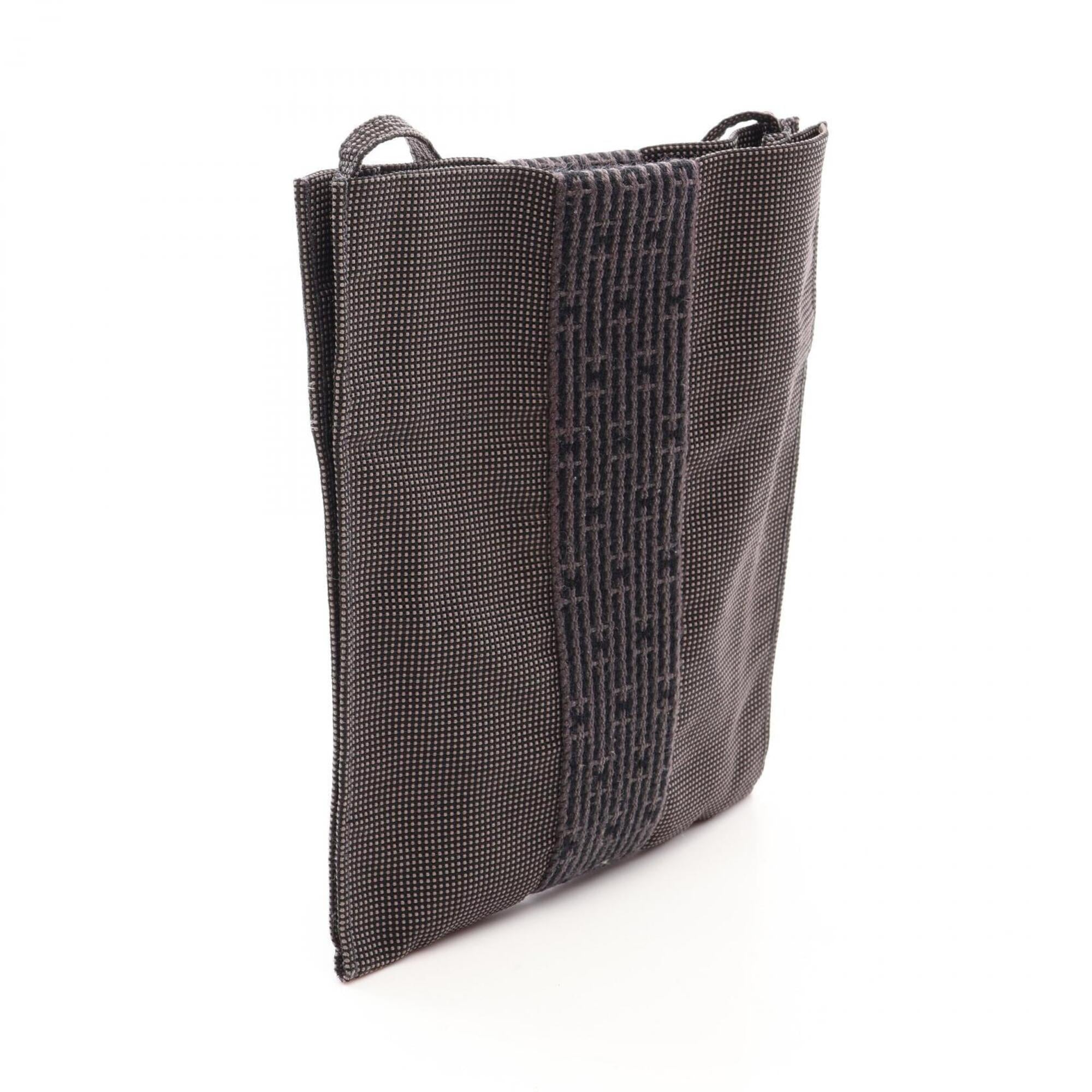 Hermes Gray Nylon Canvas Handbag Shoulder Bag (Pre-Owned)