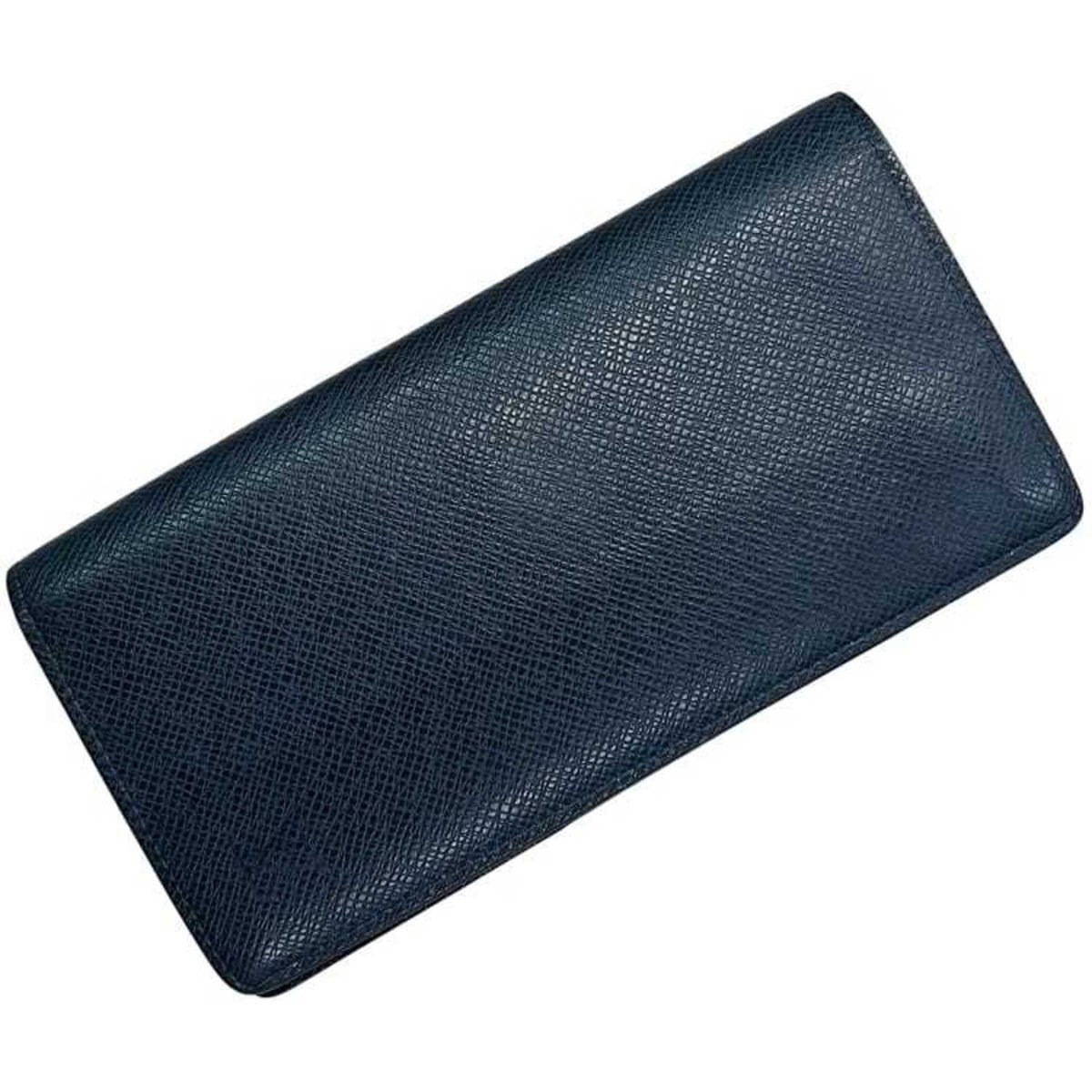Louis Vuitton Navy Taiga Leather Long Wallet (Bi-Fold) (Pre-Owned)