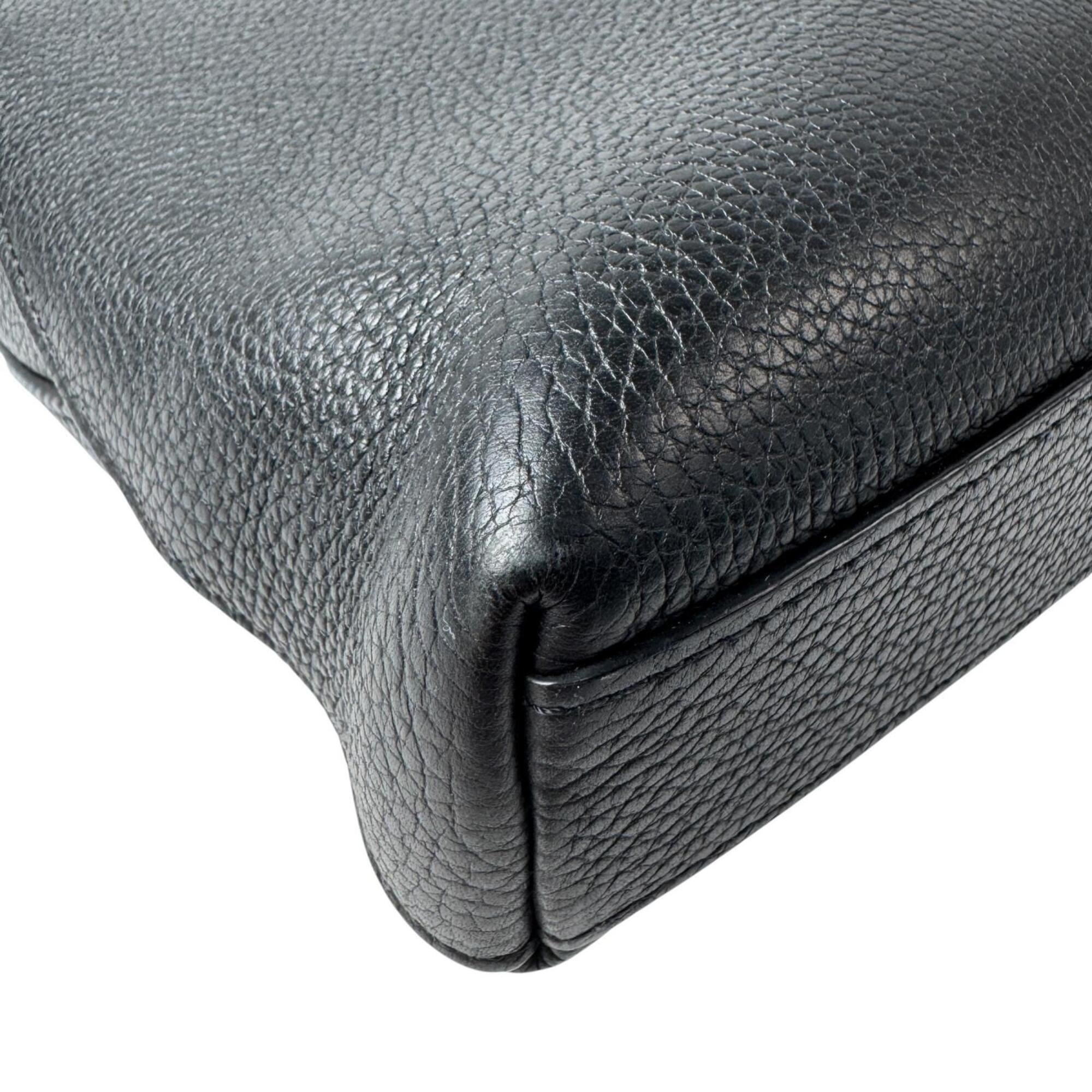 Louis Vuitton Black Leather Briefcase Shoulder Bag (Pre-Owned)
