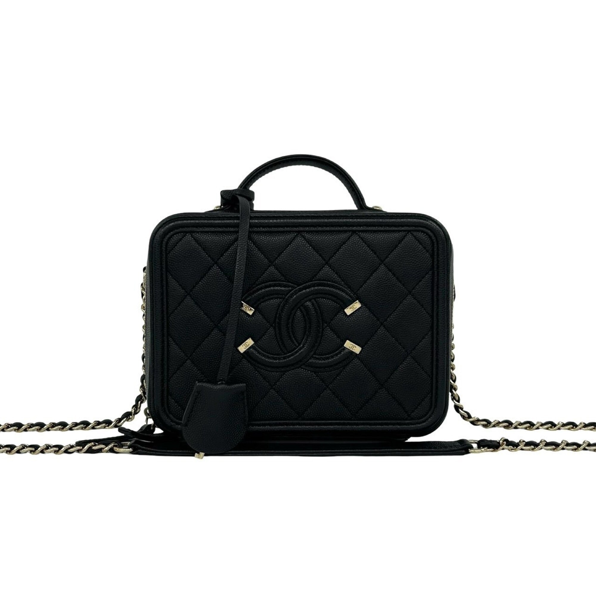 Chanel Black Grained Calfskin Handbag Shoulder Bag (Pre-Owned)