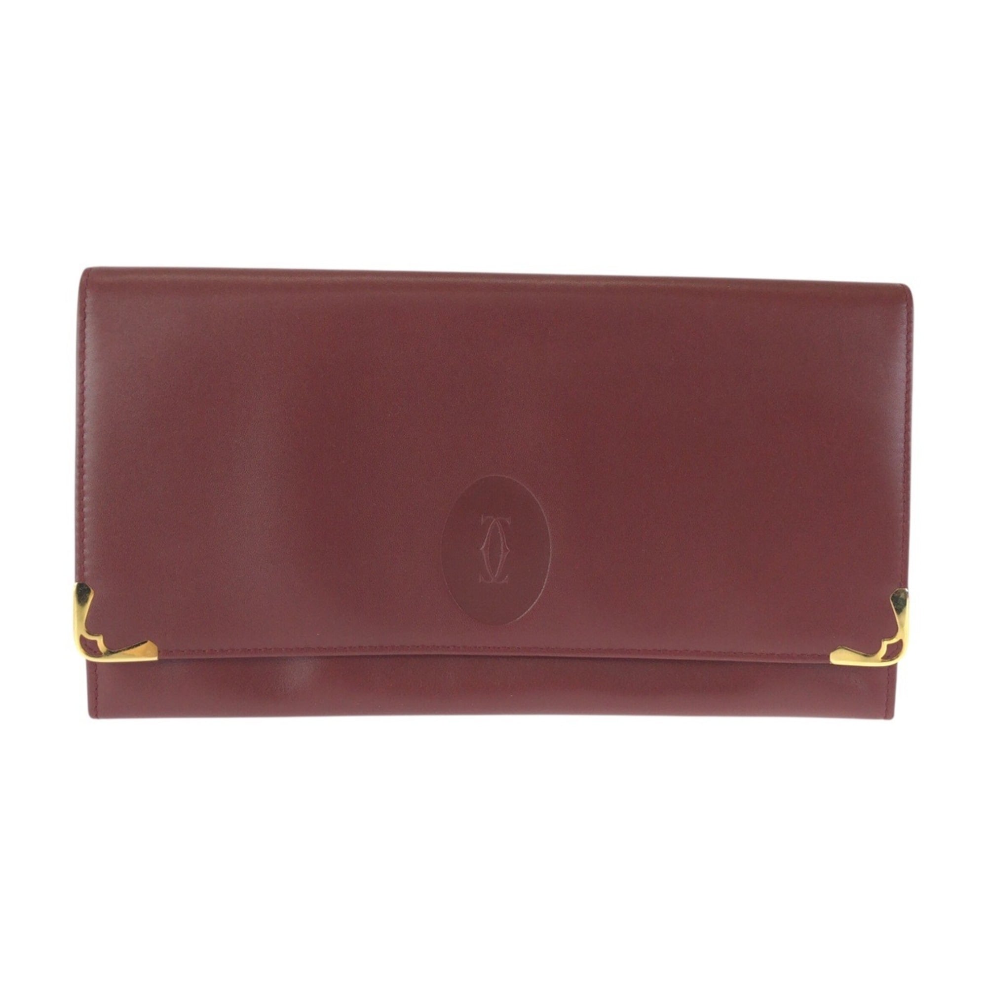 Cartier Bordeaux Wine Red Leather Clutch Bag (Pre-Owned)