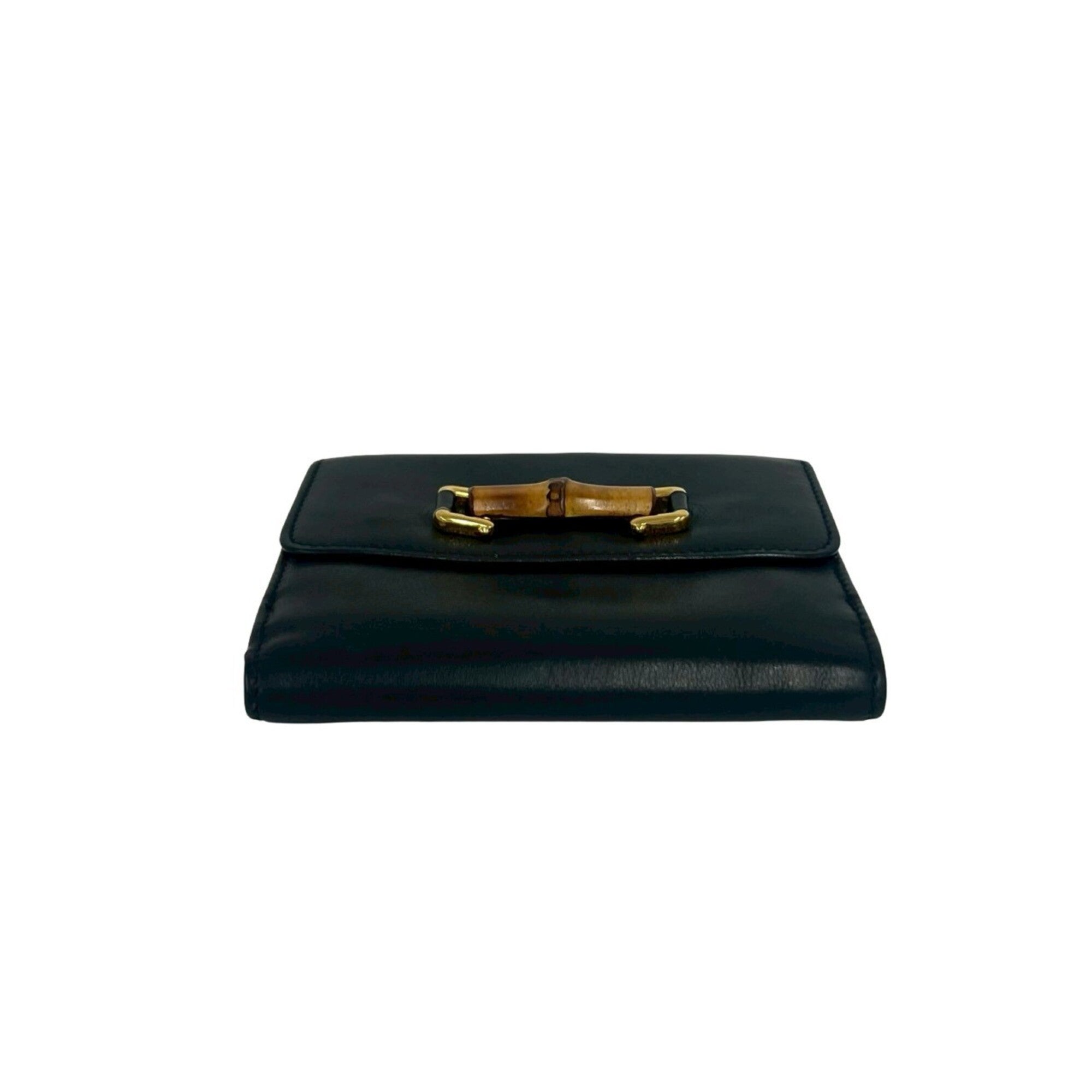 Gucci Navy Leather Bamboo Wallet (Bi-Fold) (Pre-Owned)