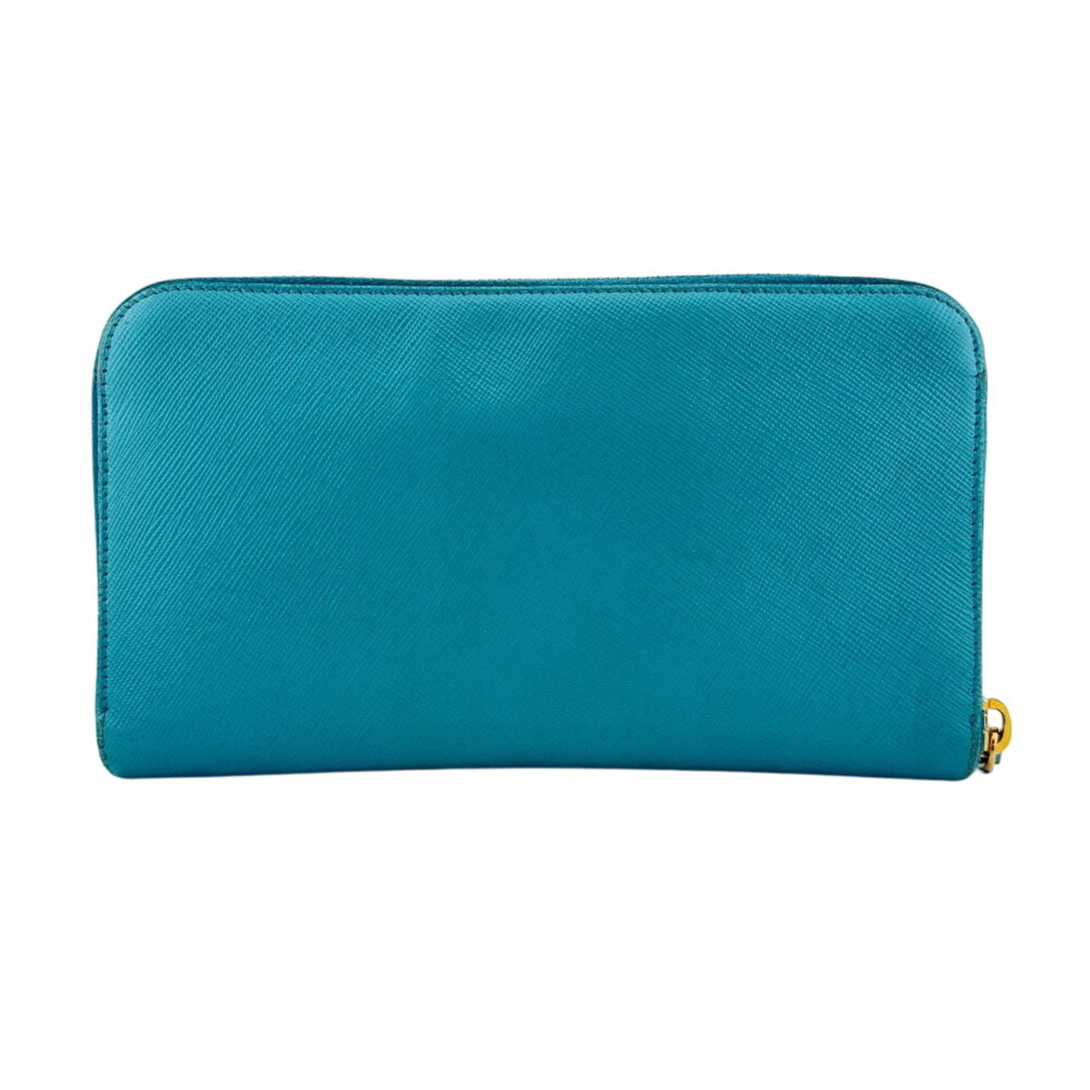 Prada Saffiano Blue Leather Long Wallet (Bi-Fold) (Pre-Owned)