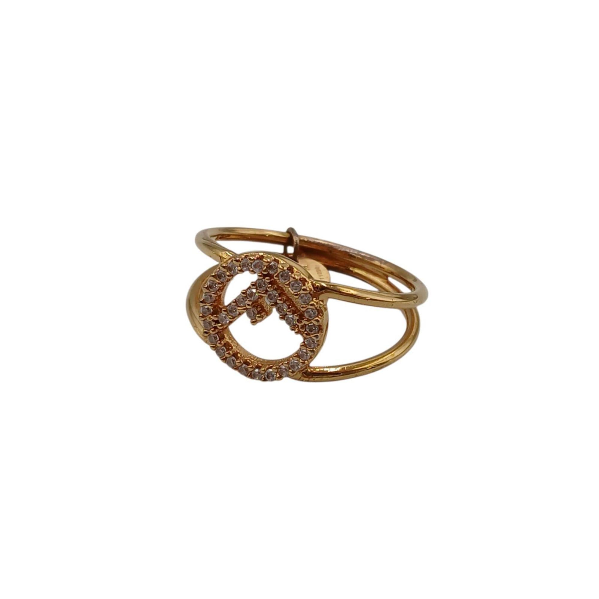 Fendi Gold Rhinestone Band Ring (Pre-Owned)