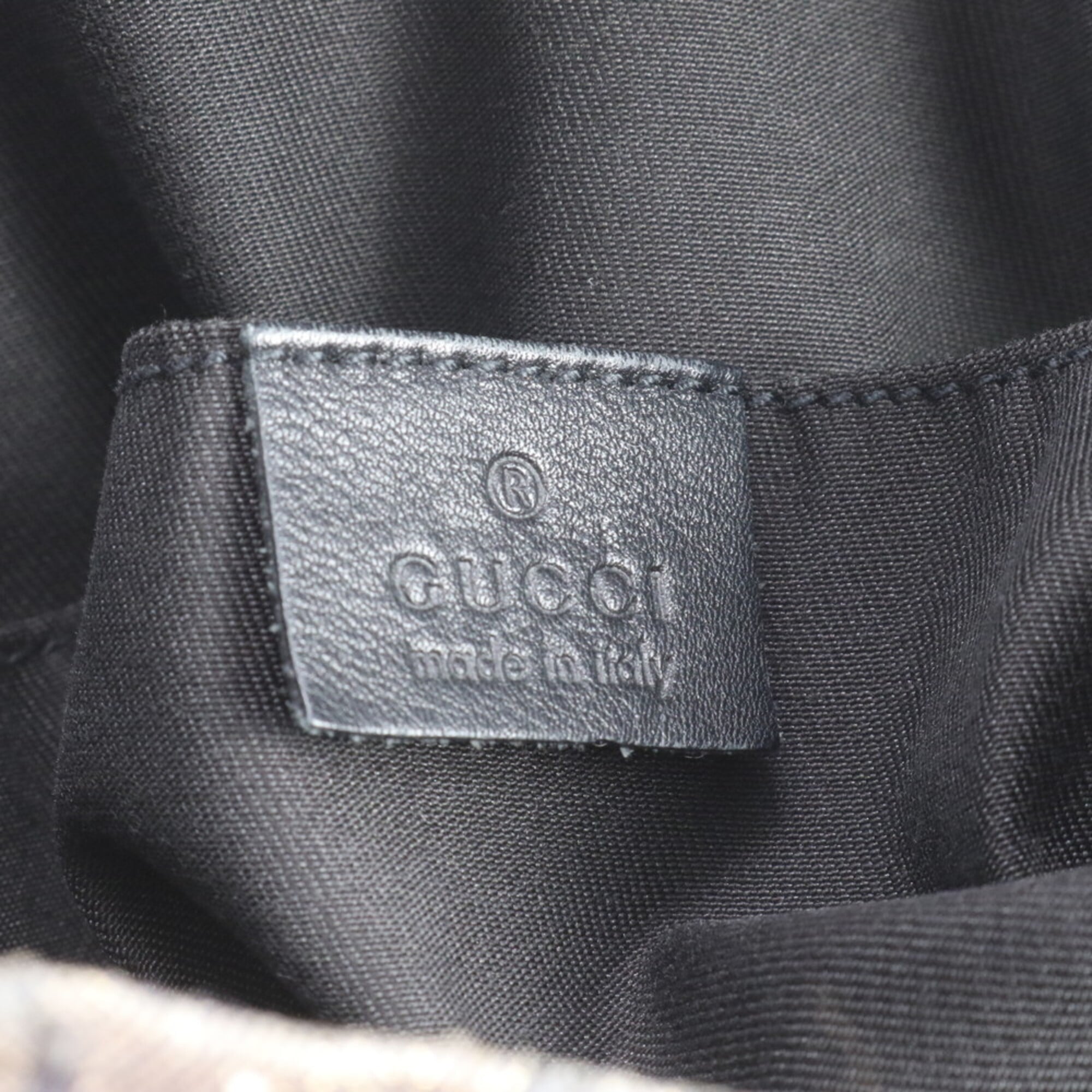 Gucci Black Navy Silver Leather Coated Canvas Handbag Shoulder Bag Tote Bag (Pre-Owned)