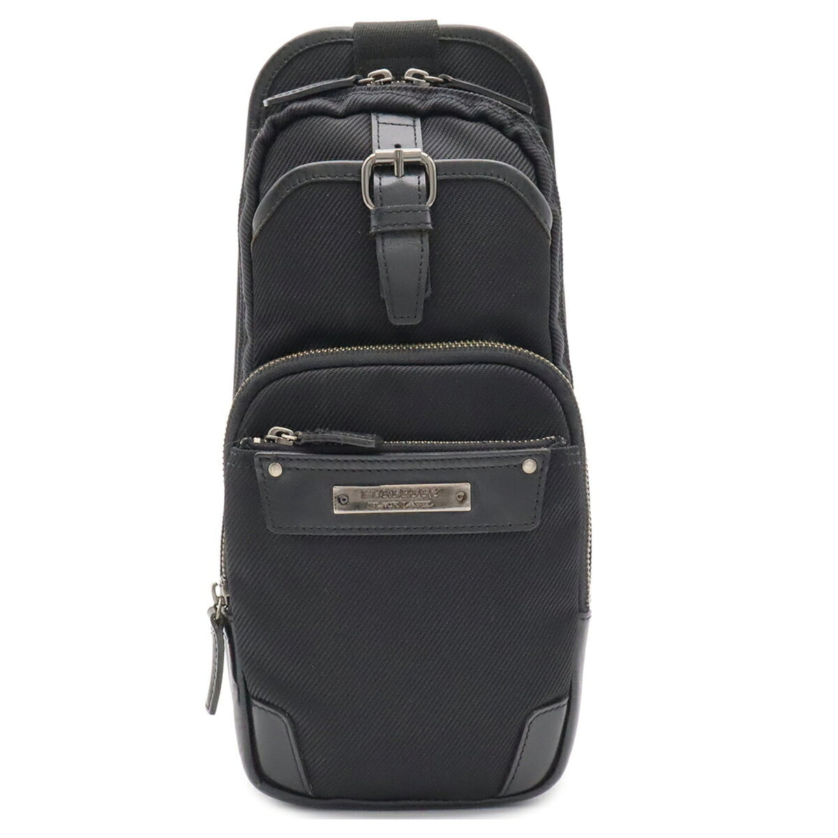 Burberry Black Nylon Canvas Leather Shoulder Bag Sling Bag (Pre-Owned)