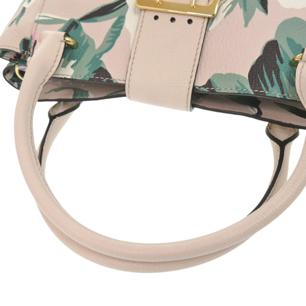 Burberry Beige Green Pink Leather Handbag Shoulder Bag (Pre-Owned)