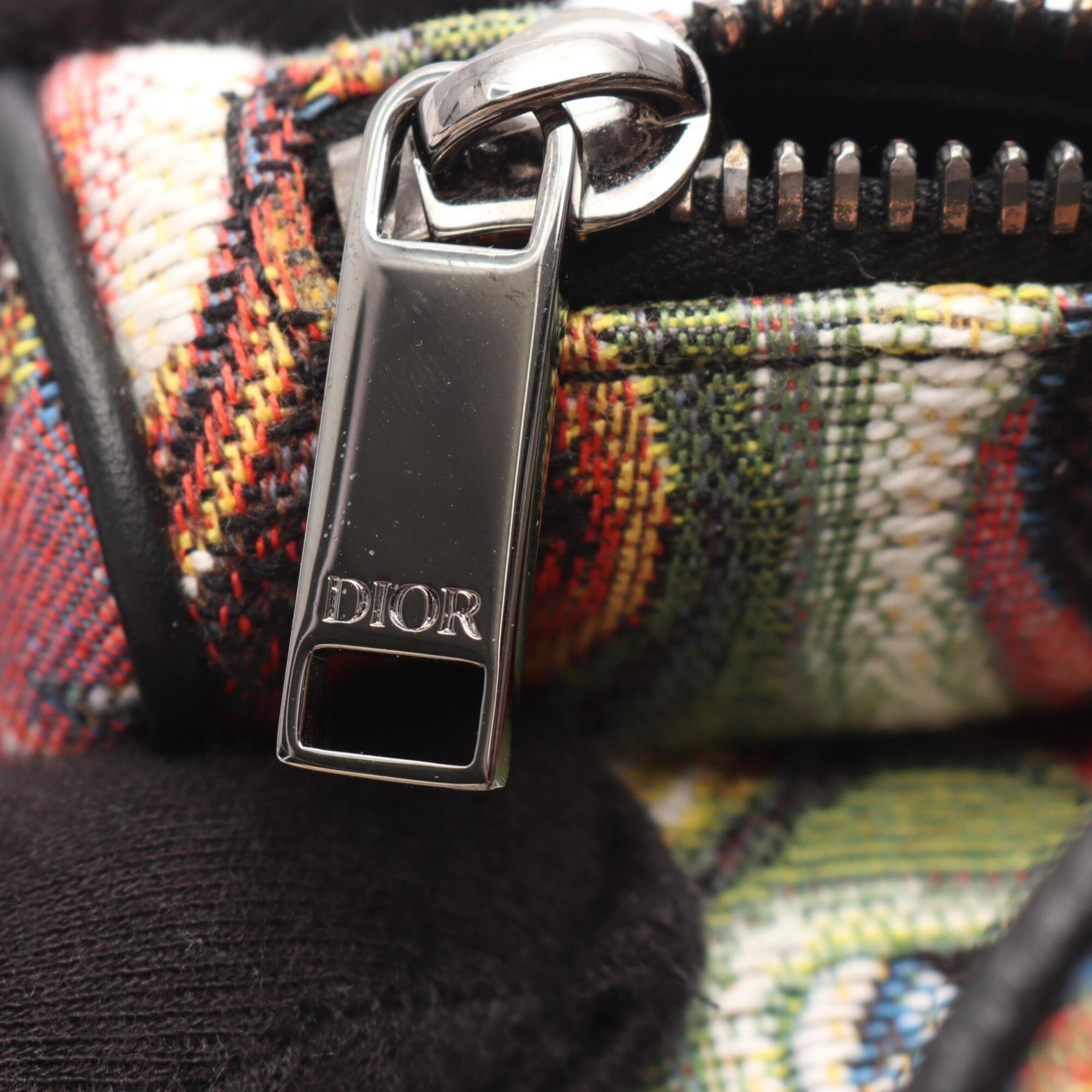 Christian Dior Black Multi-Color Canvas Leather Fanny Pack Sling Bag (Pre-Owned)