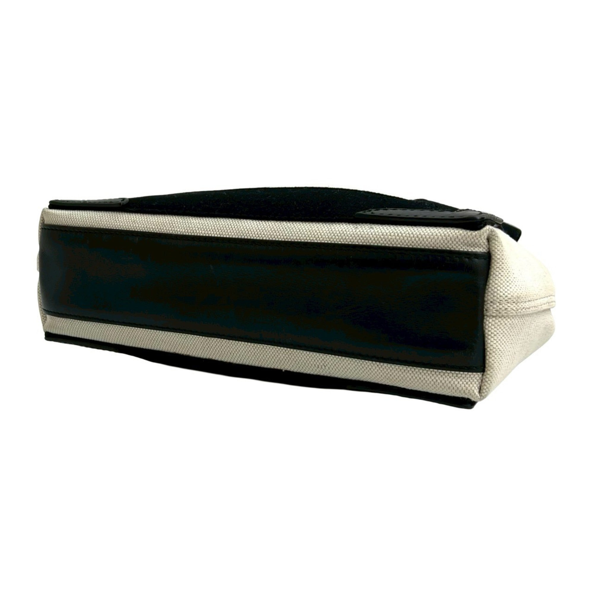 Balenciaga Black Ivory Canvas Leather Handbag Pouch Shoulder Bag (Pre-Owned)