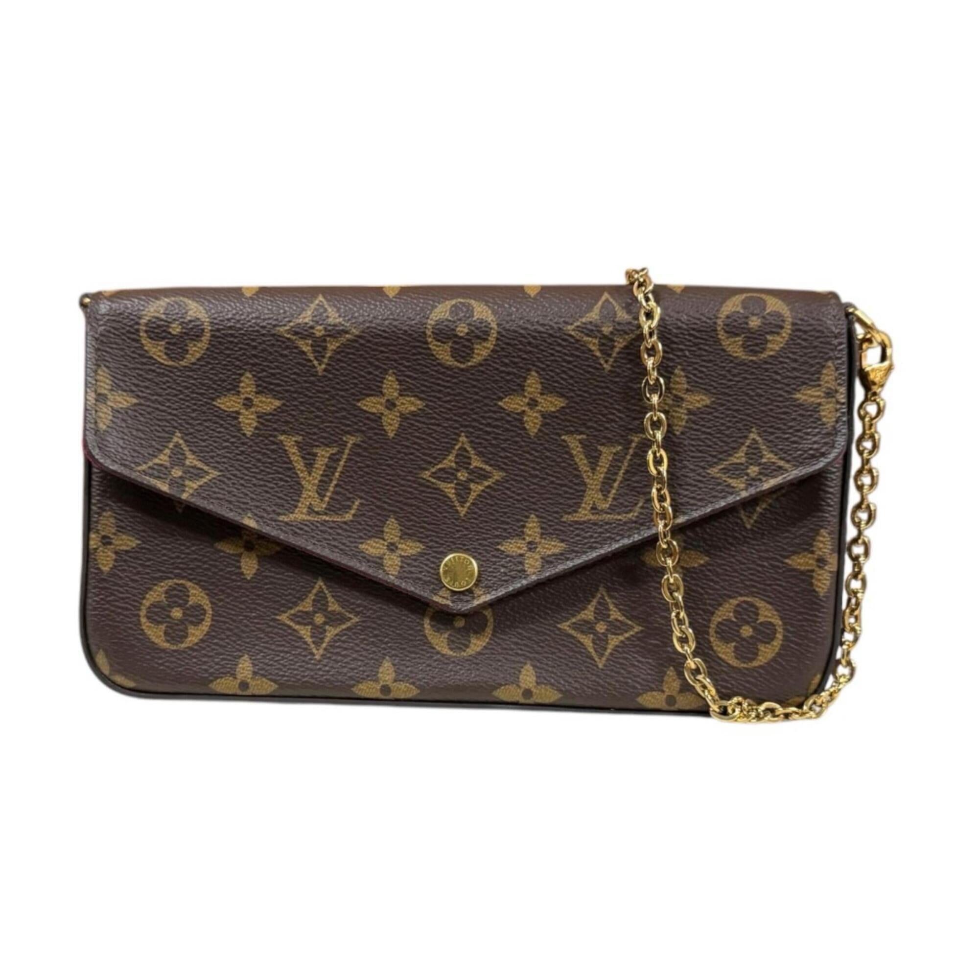 Louis Vuitton Monogram Brown Fuchsia Monogram Clutch Bag Shoulder Bag (Pre-Owned)
