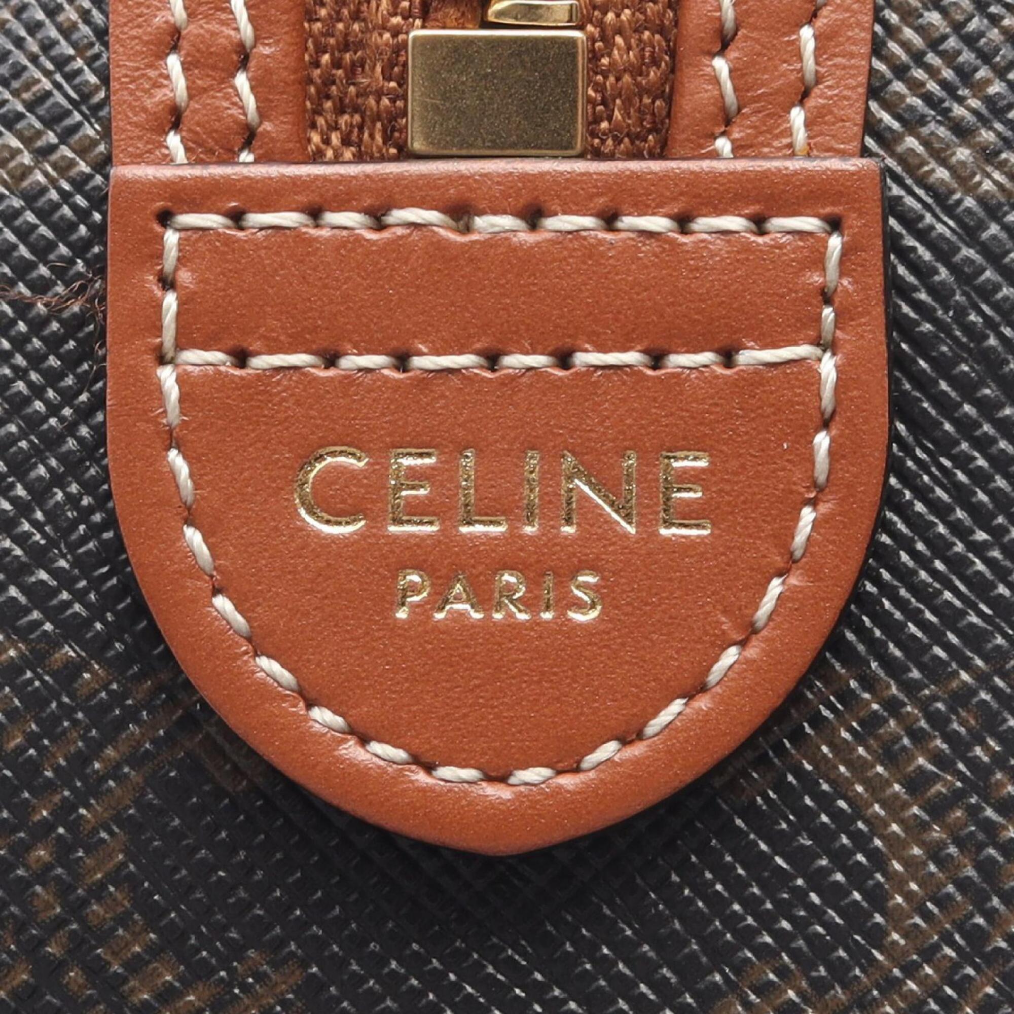 Celine Black Brown Coated Canvas Pvc Leather Handbag (Pre-Owned)