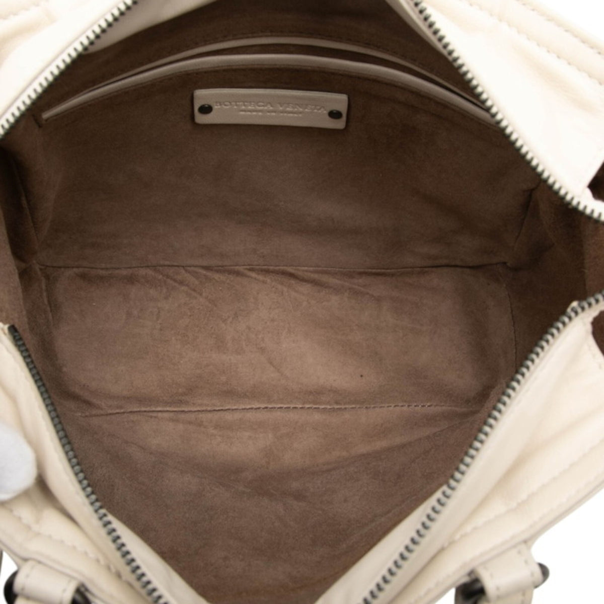 Bottega Veneta Intrecciato Ivory Leather Handbag Shoulder Bag (Pre-Owned)
