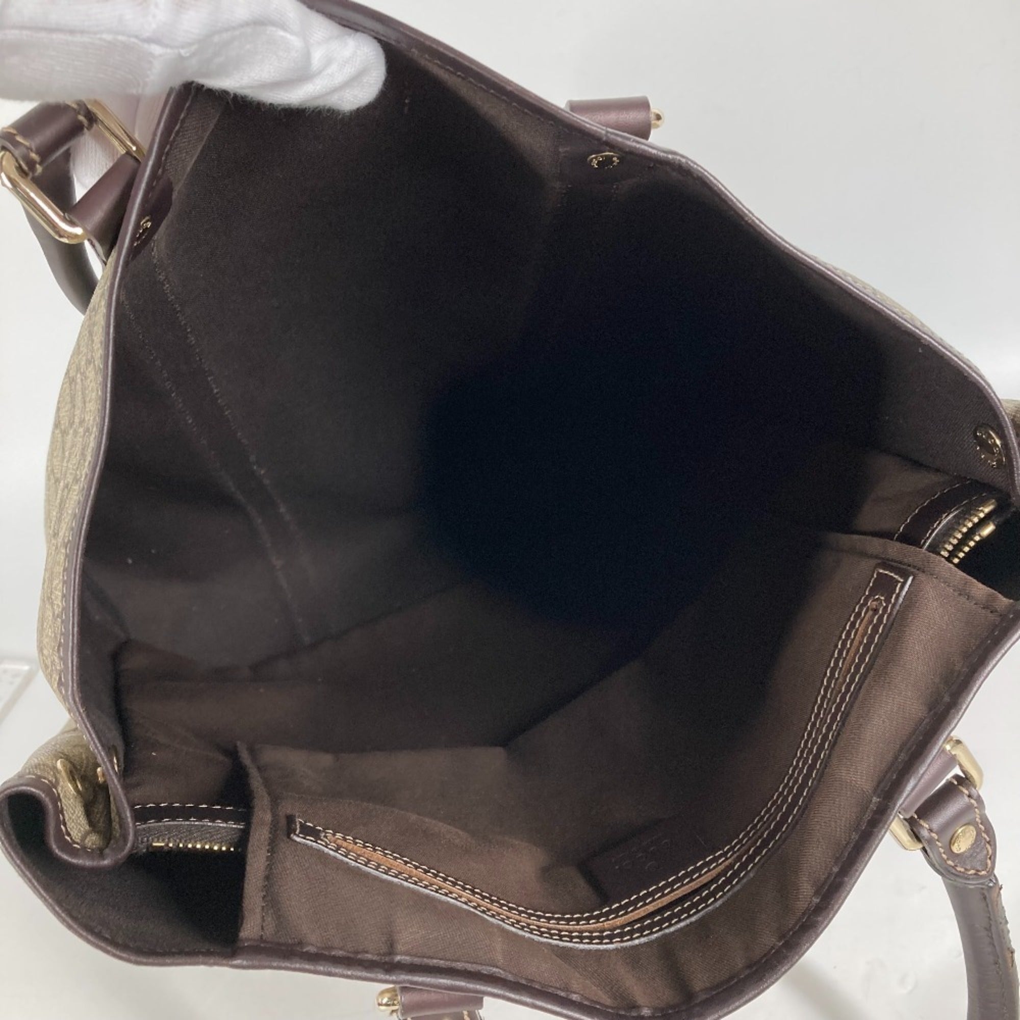 Gucci Gg Plus Beige Dark Brown Gg Plus Shoulder Bag Tote Bag (Pre-Owned)