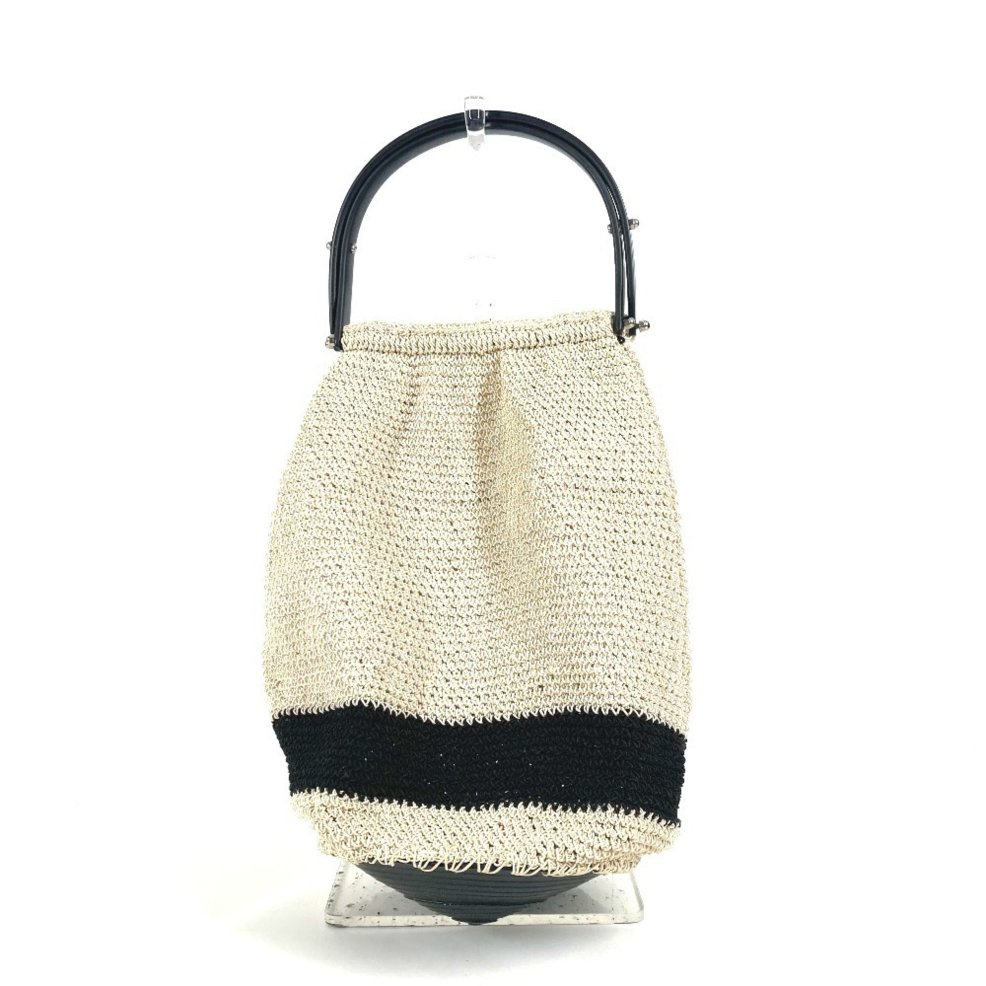 Chanel Beige Black Mesh Handbag (Pre-Owned)
