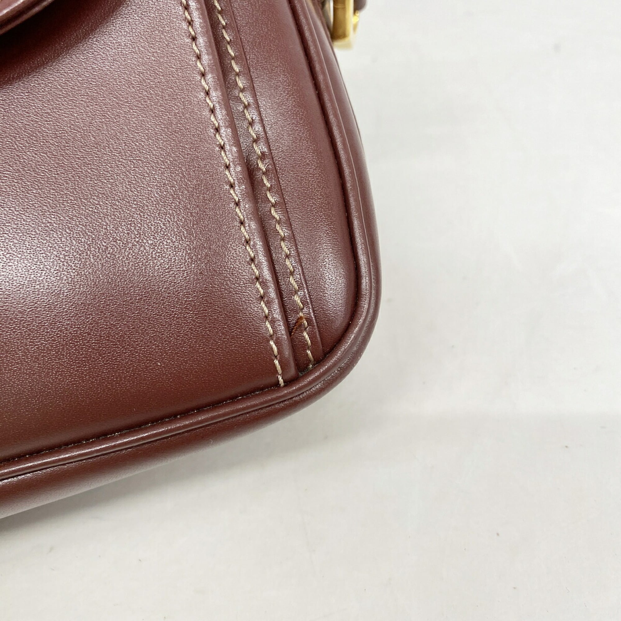 Cartier Bordeaux Leather Shoulder Bag (Pre-Owned)