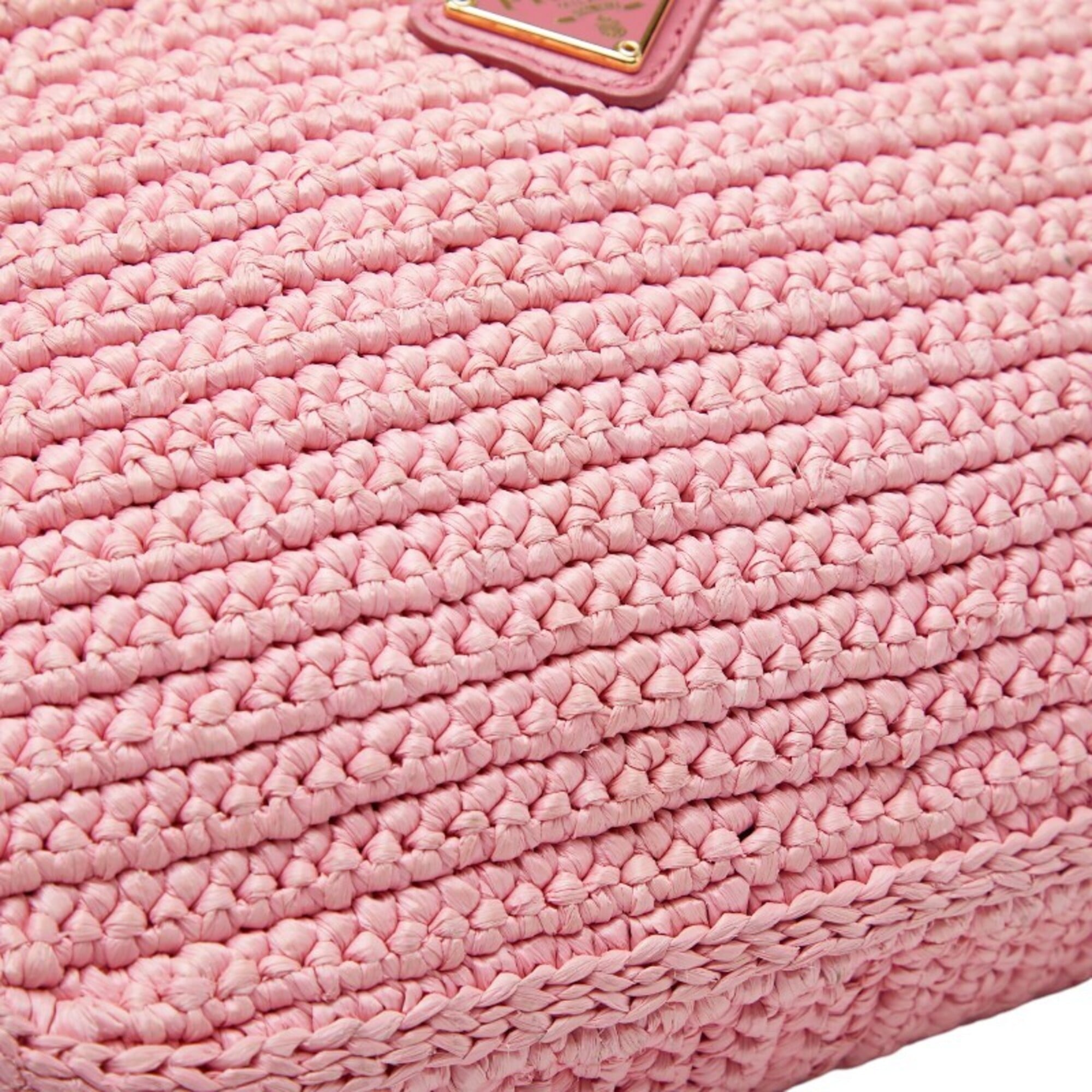 Prada Pink Raffia Leather Shoulder Bag (Pre-Owned)