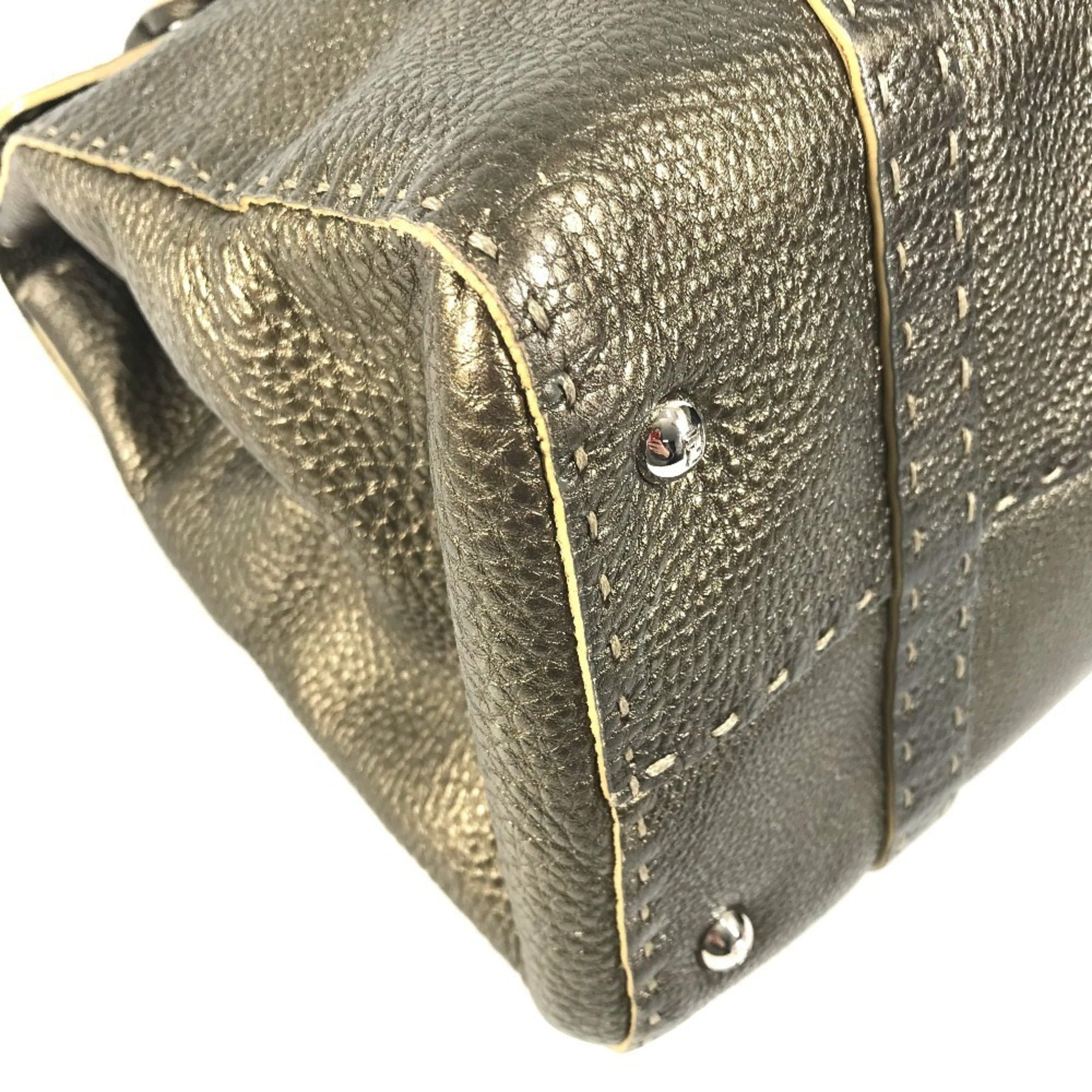 Fendi Selleria Metallic Gold Leather Handbag Tote Bag (Pre-Owned)