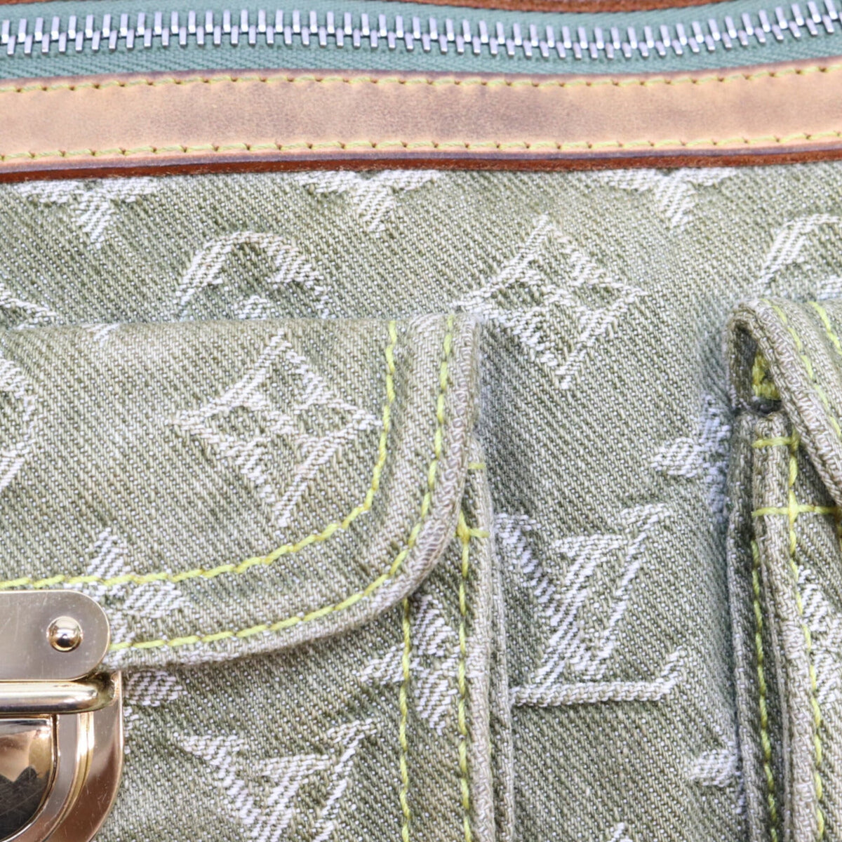 Louis Vuitton Khaki Monogram Denim Shoulder Bag (Pre-Owned)