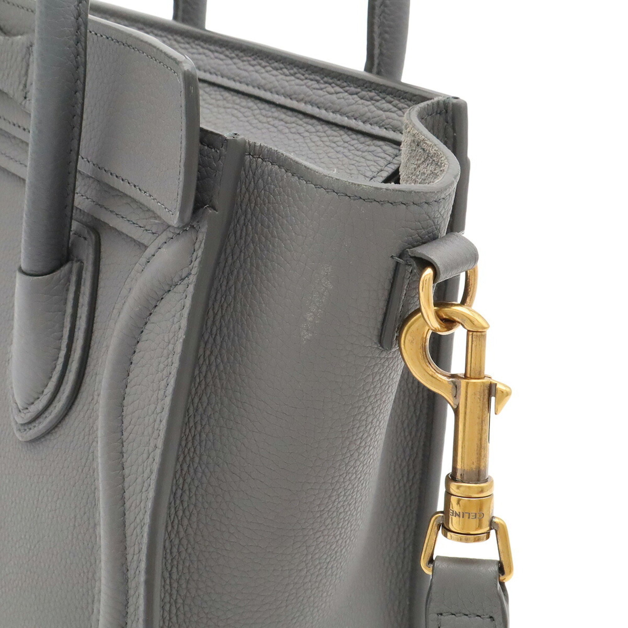 Celine Black Gray Leather Handbag Shoulder Bag (Pre-Owned)