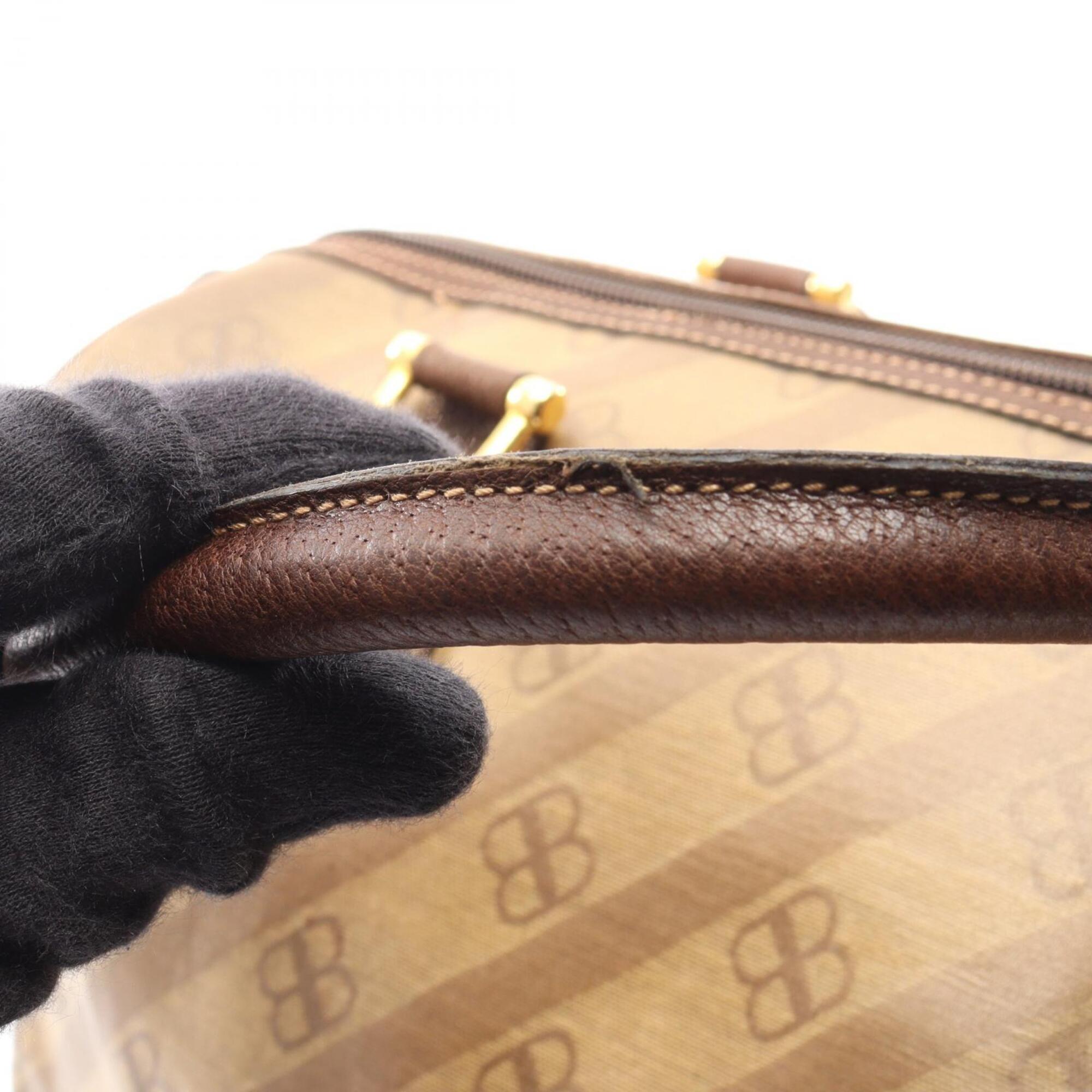 Balenciaga Beige Brown Leather Coated Canvas Handbag Tote Bag (Pre-Owned)
