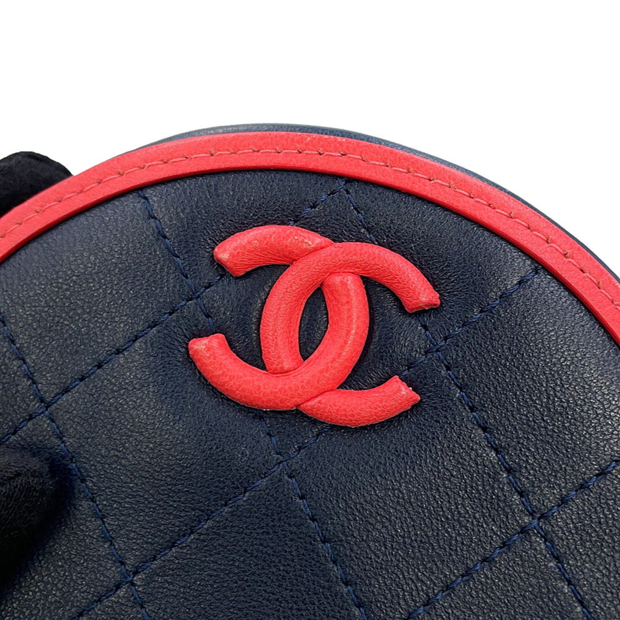 Chanel Navy Pink Leather Handbag Shoulder Bag (Pre-Owned)