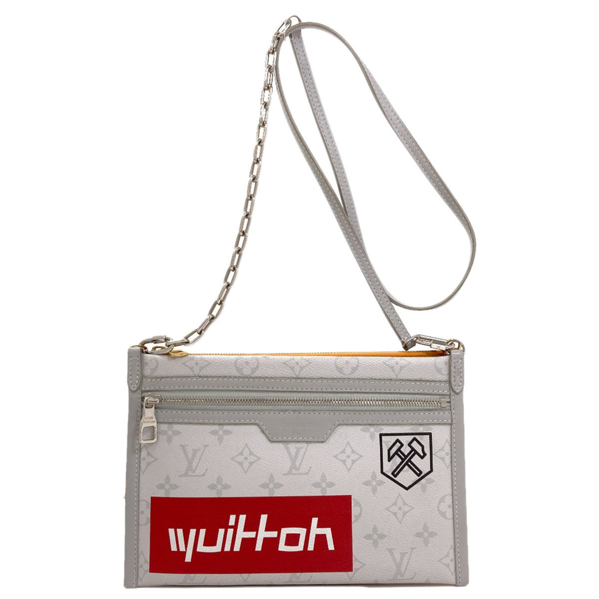 Louis Vuitton Monogram Denim Gray Orange Canvas Monogram Monogram Denim Shoulder Bag (Pre-Owned)