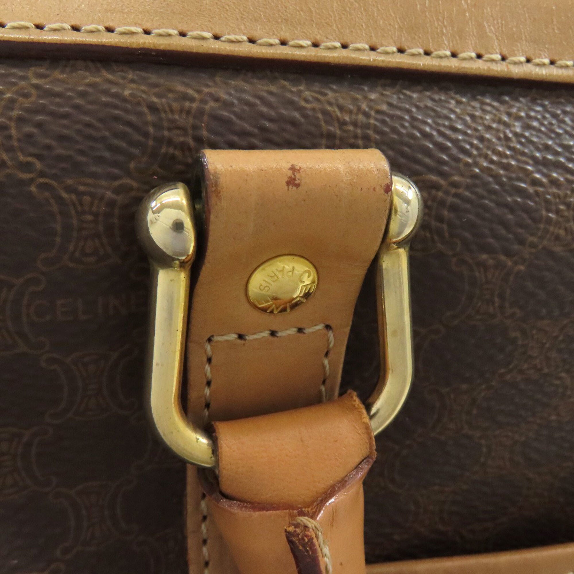 Celine Brown Pvc Leather Boston Bag Handbag (Pre-Owned)
