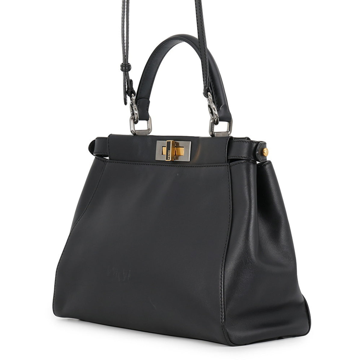 Fendi Peekaboo Black Leather Handbag Shoulder Bag (Pre-Owned)