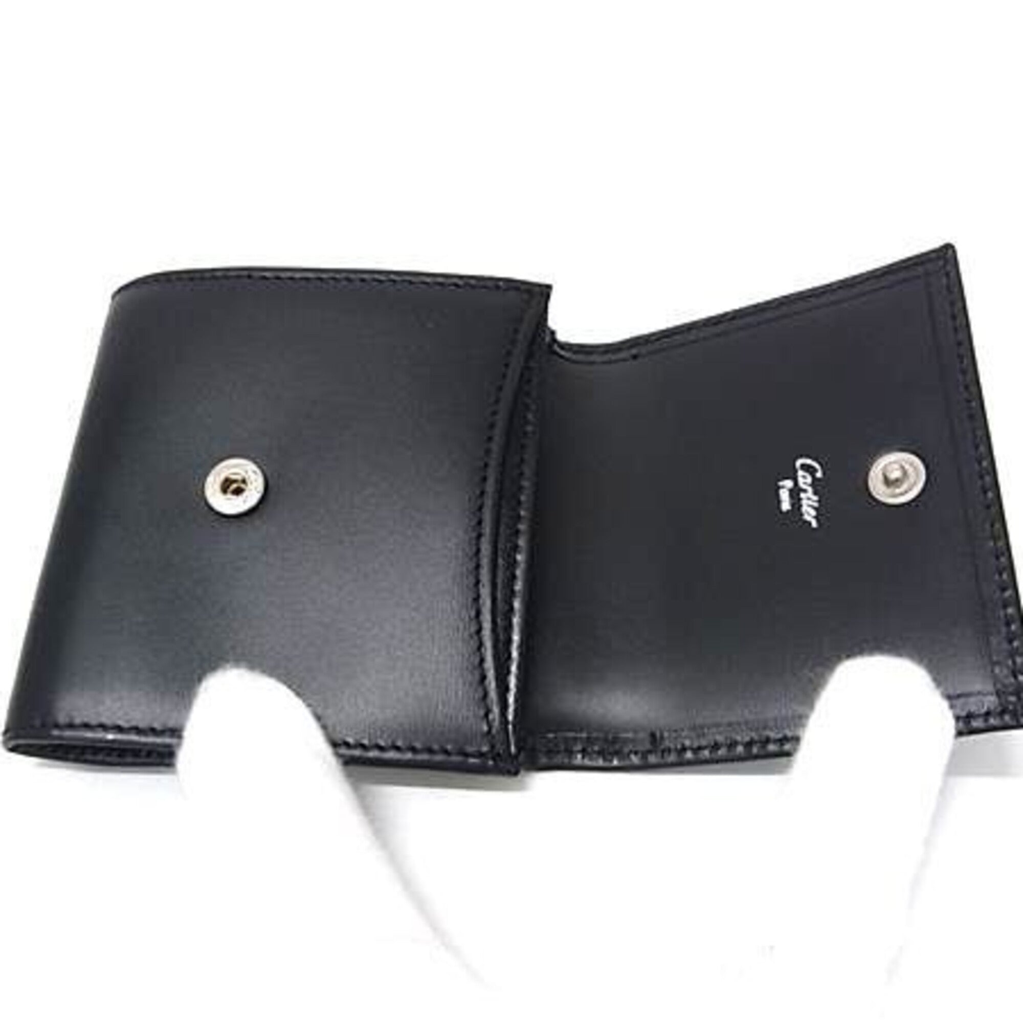 Cartier Black Leather Coin Purse/Coin Case (Pre-Owned)