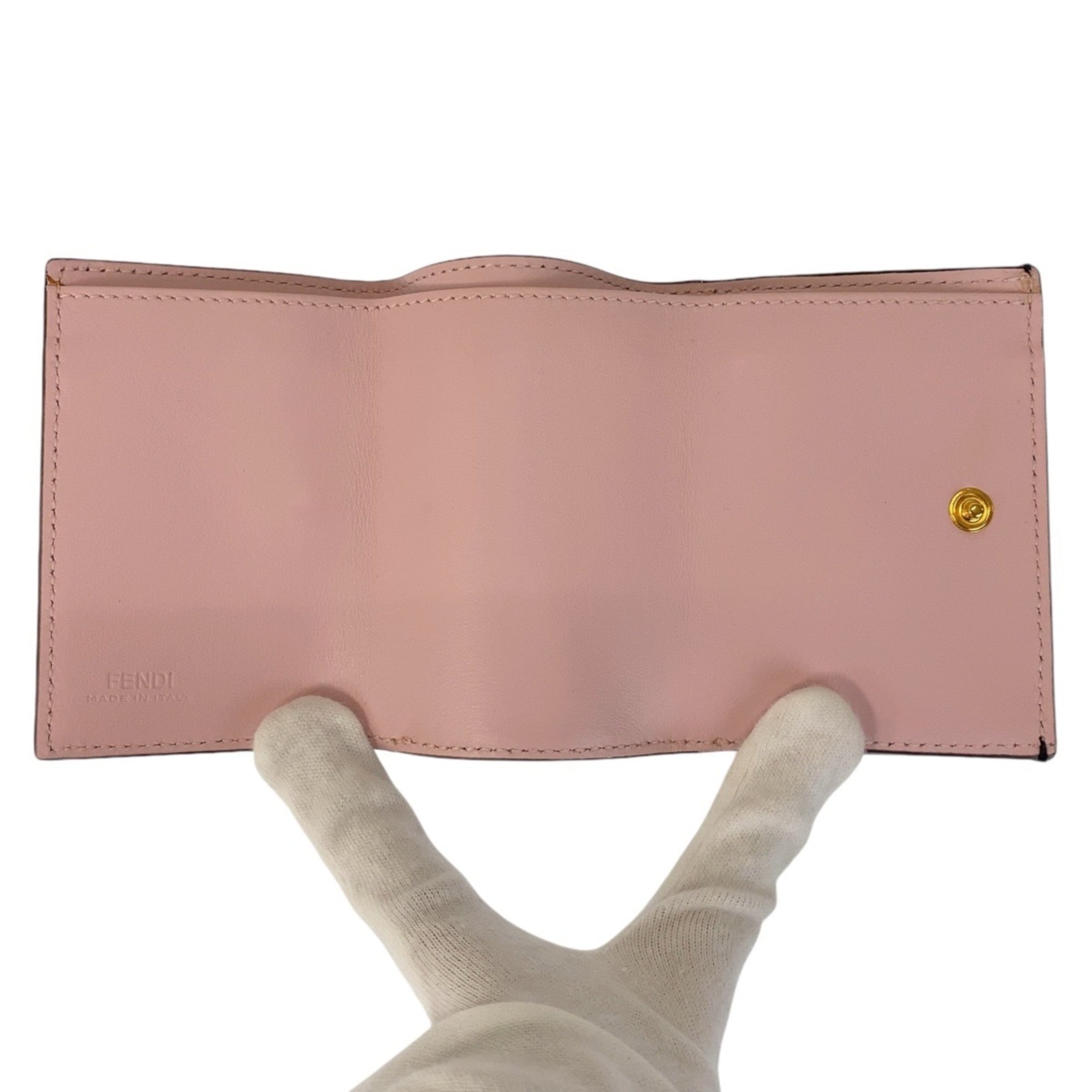 Fendi Brown Pink Leather Wallet (Tri-Fold) (Pre-Owned)