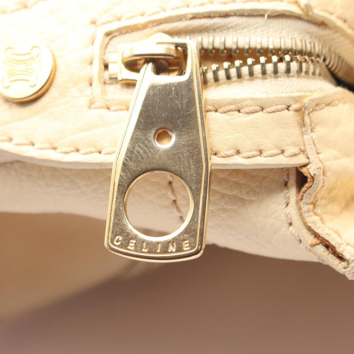 Celine Macadam Ivory Leather Handbag (Pre-Owned)
