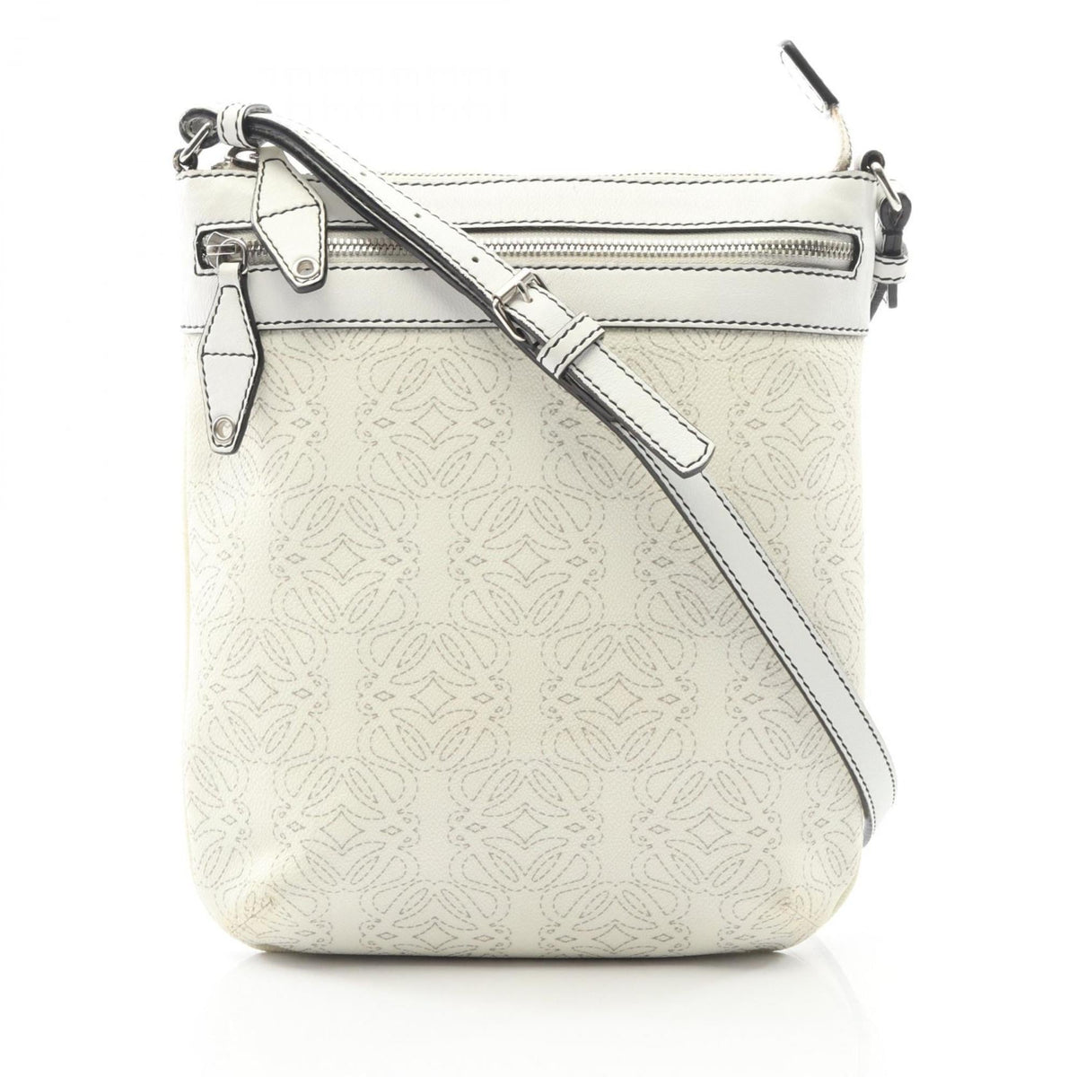 Loewe White Coated Canvas Leather Shoulder Bag (Pre-Owned)
