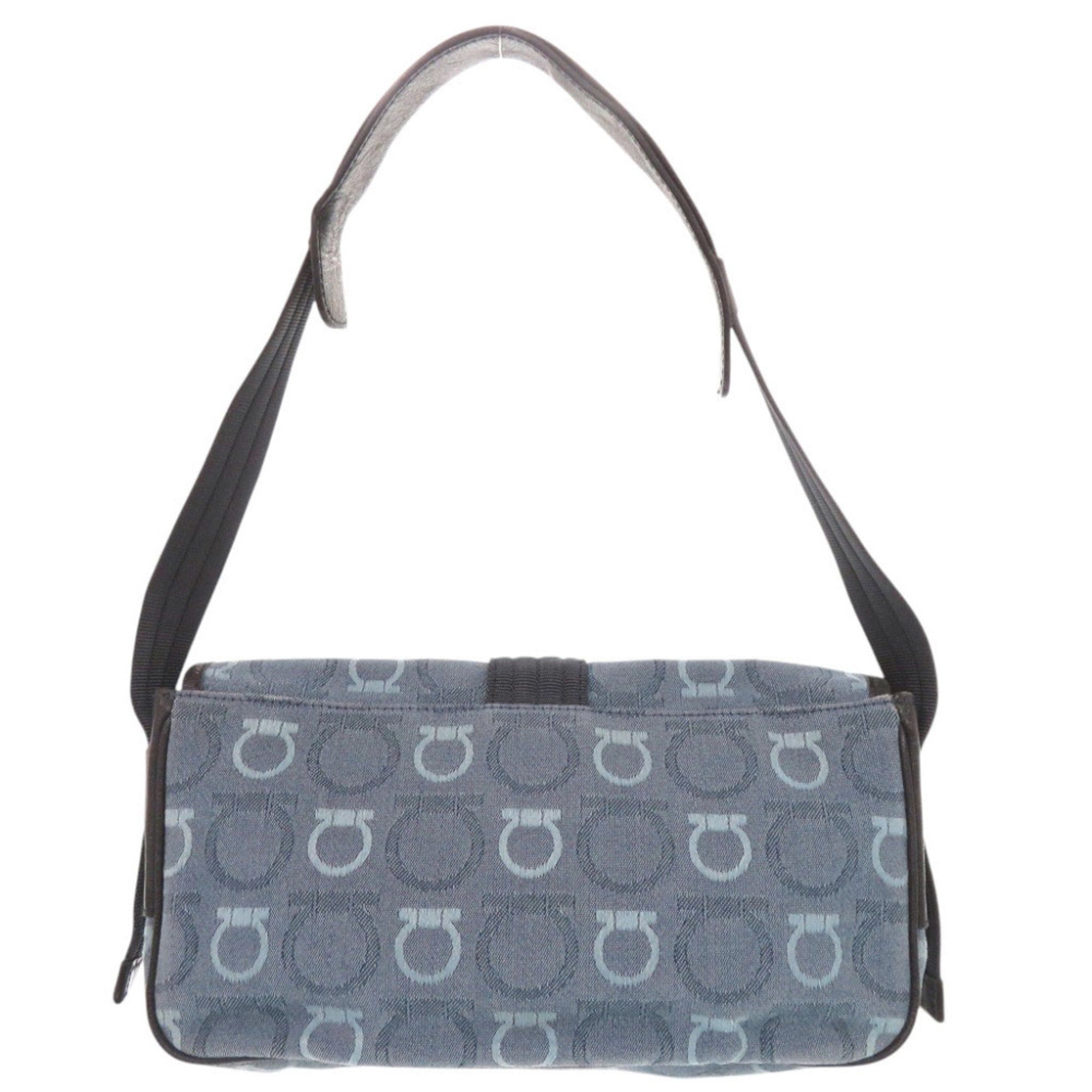 Salvatore Ferragamo Blue Canvas Leather Shoulder Bag (Pre-Owned)